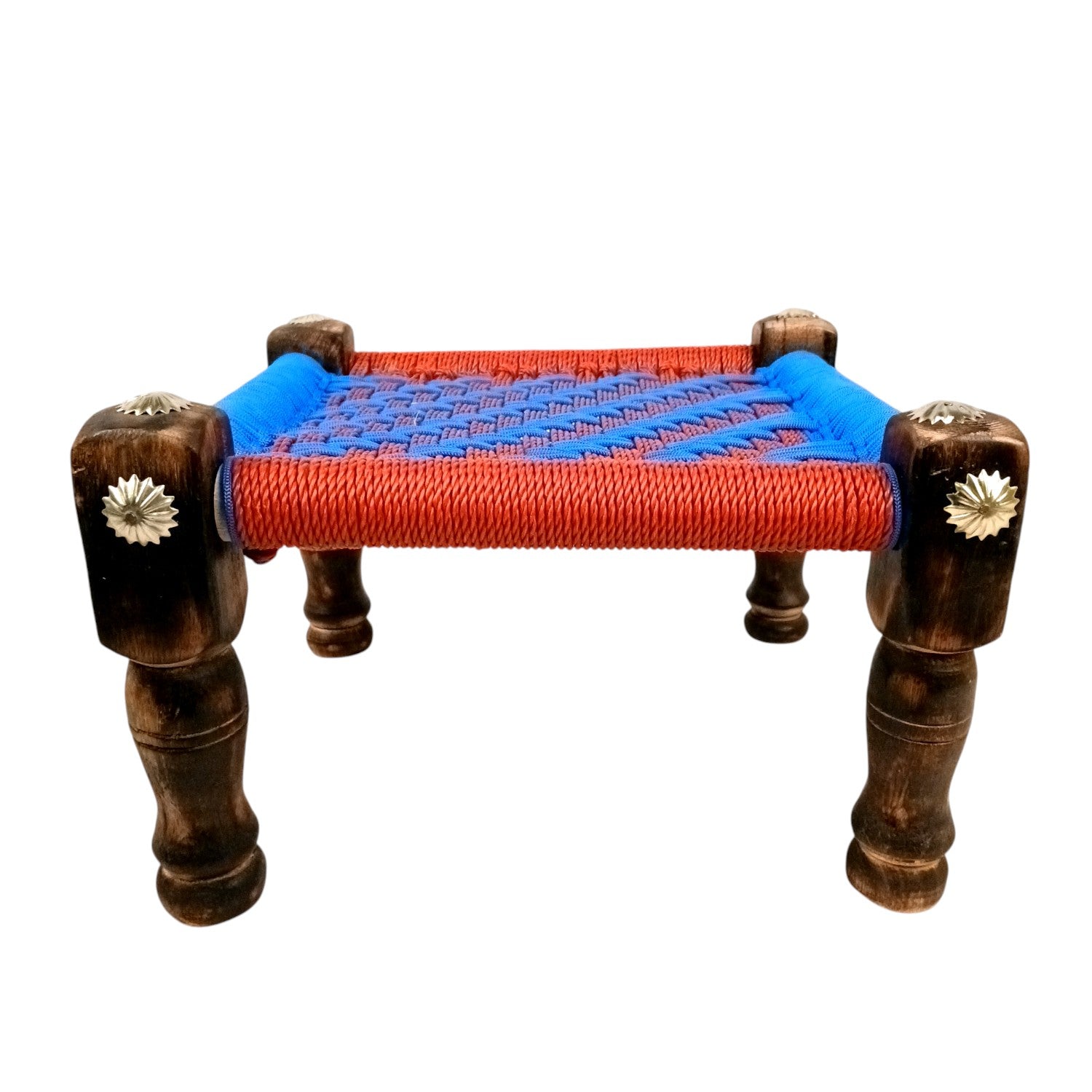 Wooden Pidha Stool | Rajasthani Handicraft Mudda Pidda Bajot | Small-Sized Khatli Charpai Chowki - 11 Inch - Apkamart #Style_Design 2