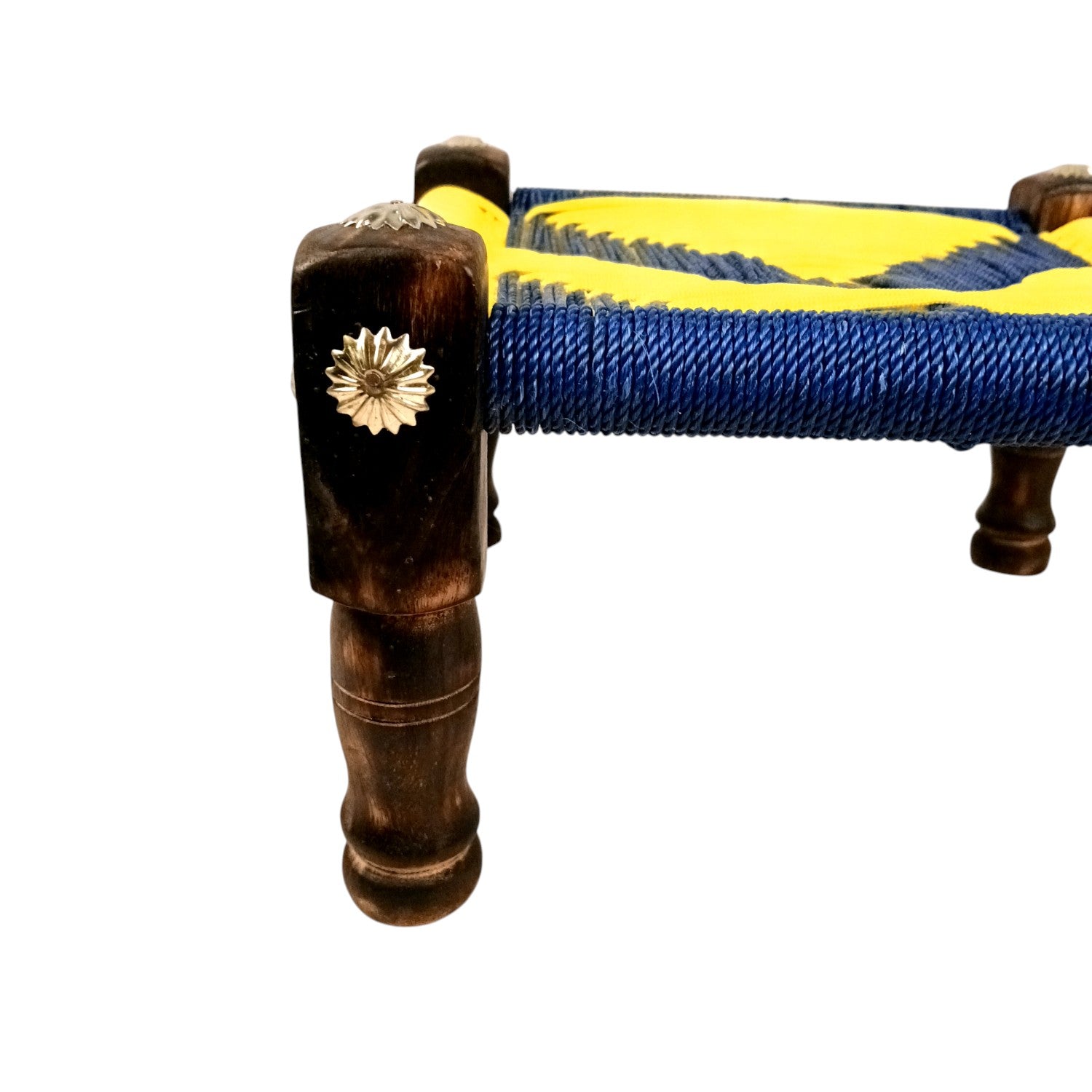 Wooden Pidha Stool | Rajasthani Handicraft Mudda Pidda Bajot | Small-Sized Khatli Charpai Chowki - 11 Inch - Apkamart #Style_Design 1