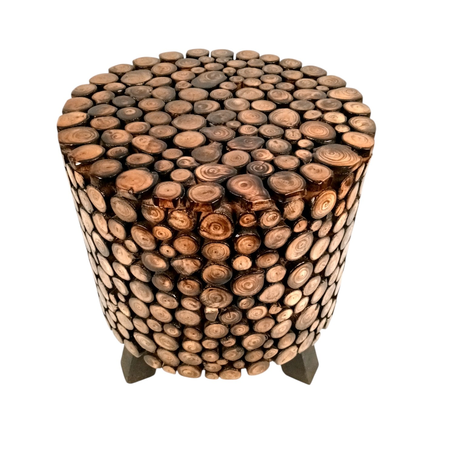 Wooden Stool Side Table | Handicraft End Table | Bed Side Table - For Living room, Sitting, Home Decor, Sofa Corner & Gifts - 15 Inch - Apkamart