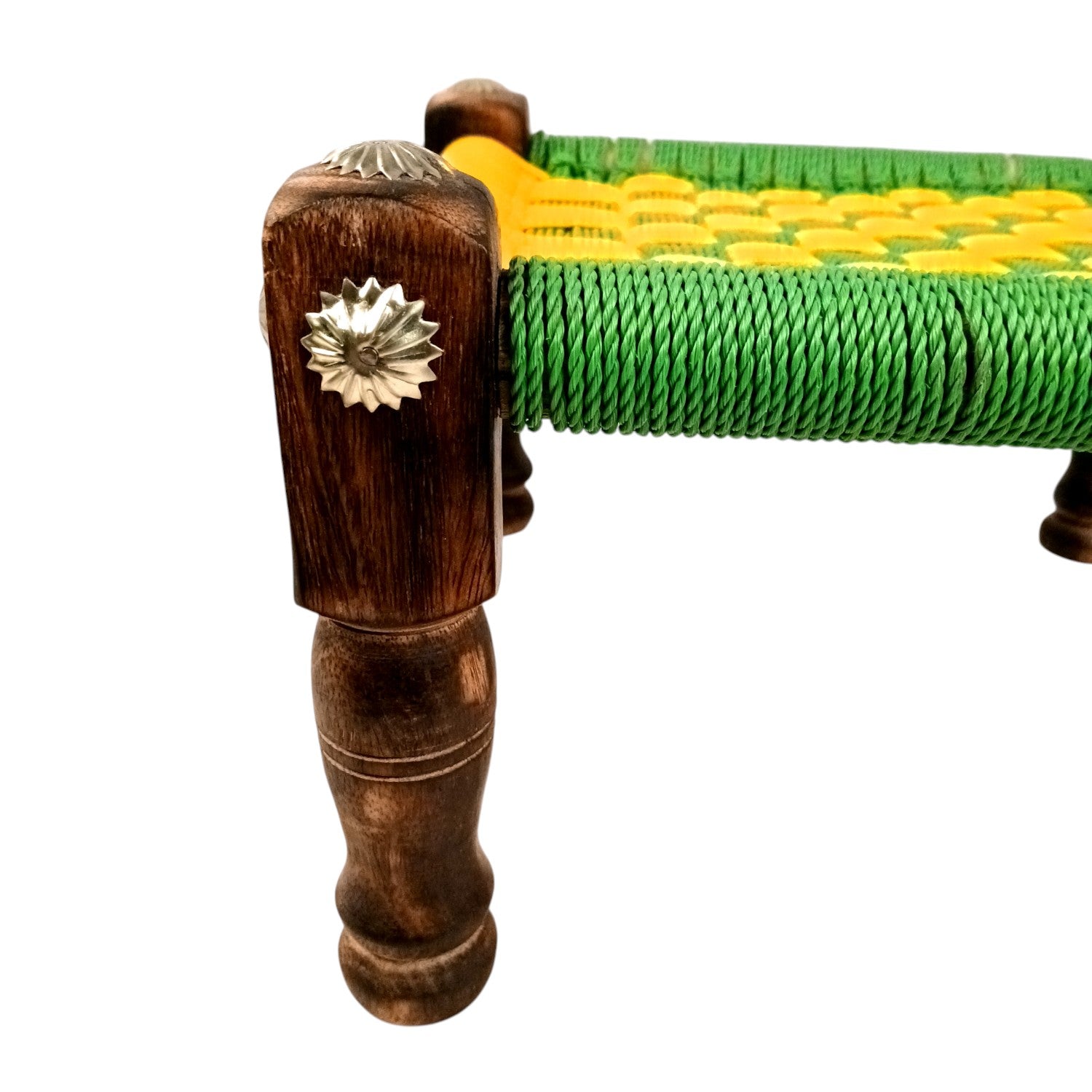 Wooden Pidha Stool | Rajasthani Handicraft Mudda Pidda Bajot | Small-Sized Khatli Charpai Chowki - 11 Inch - Apkamart #Style_Design 2