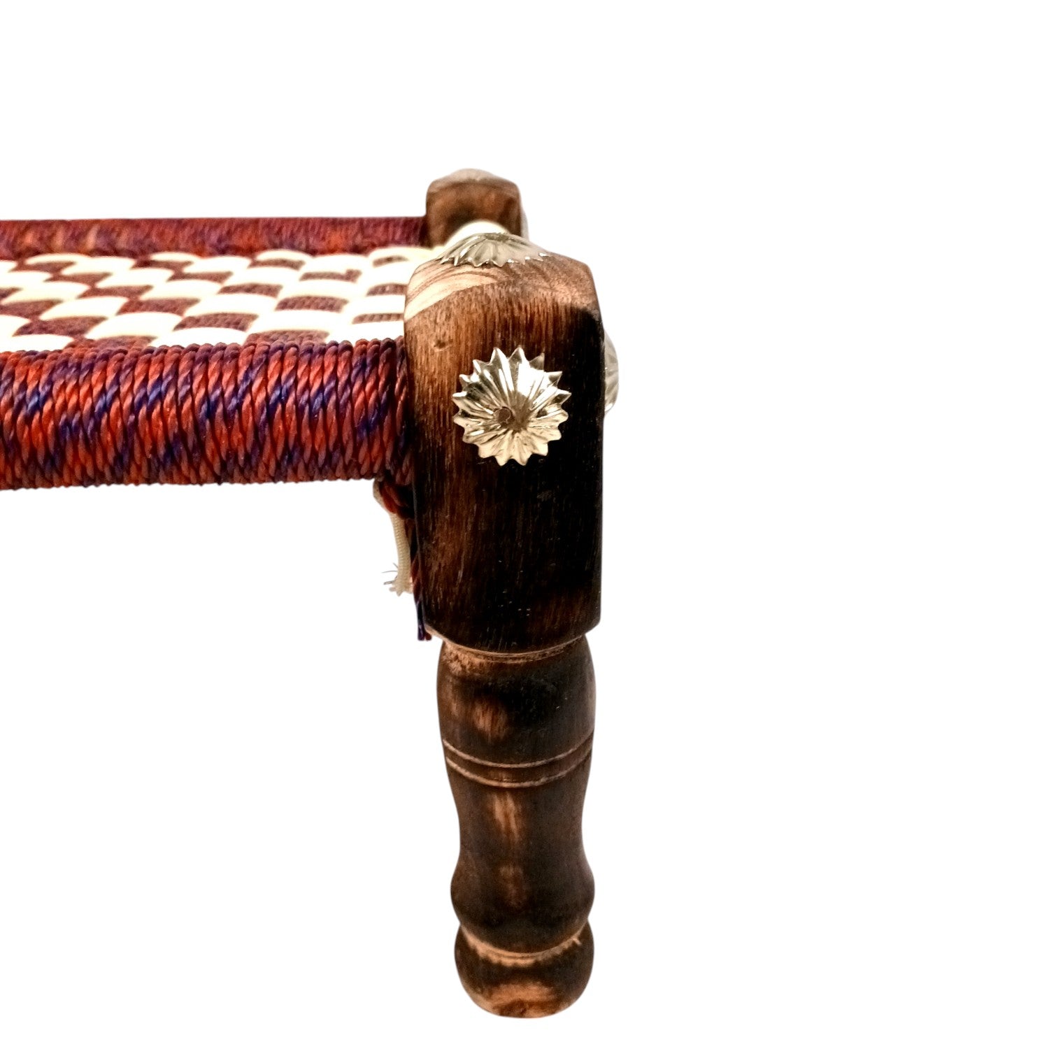 Wooden Pidha Stool | Rajasthani Handicraft Mudda Pidda Bajot | Small-Sized Khatli Charpai Chowki - 11 Inch - Apkamart #Style_Design 1