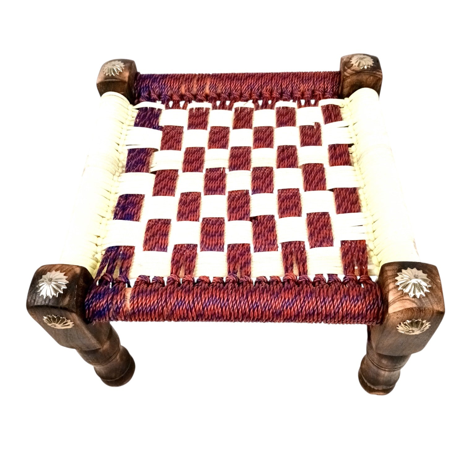 Wooden Pidha Stool | Rajasthani Handicraft Mudda Pidda Bajot | Small-Sized Khatli Charpai Chowki - 11 Inch - Apkamart #Style_Design 1