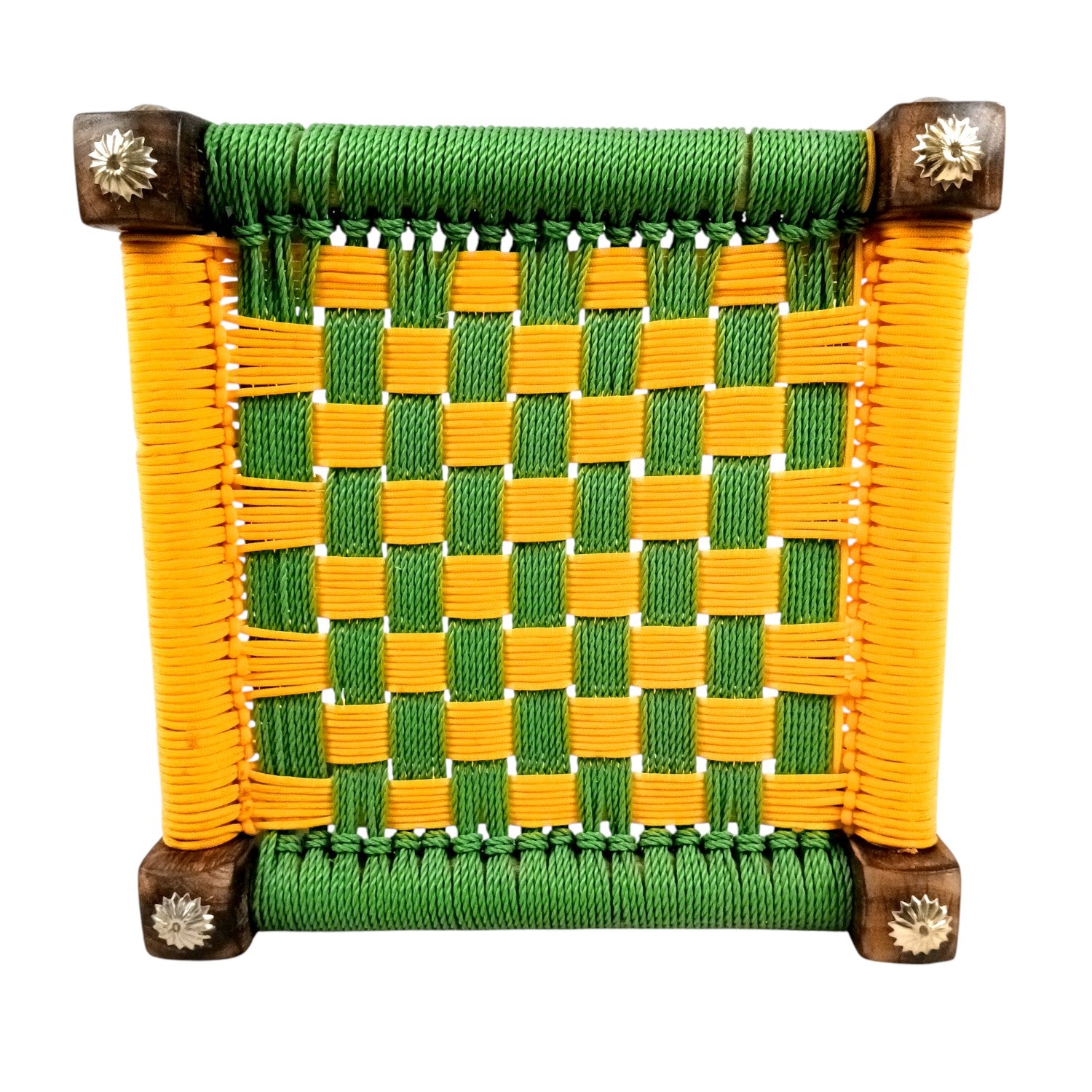Wooden Pidha Stool | Rajasthani Handicraft Mudda Pidda Bajot | Small-Sized Khatli Charpai Chowki - 11 Inch - Apkamart #Style_Design 2