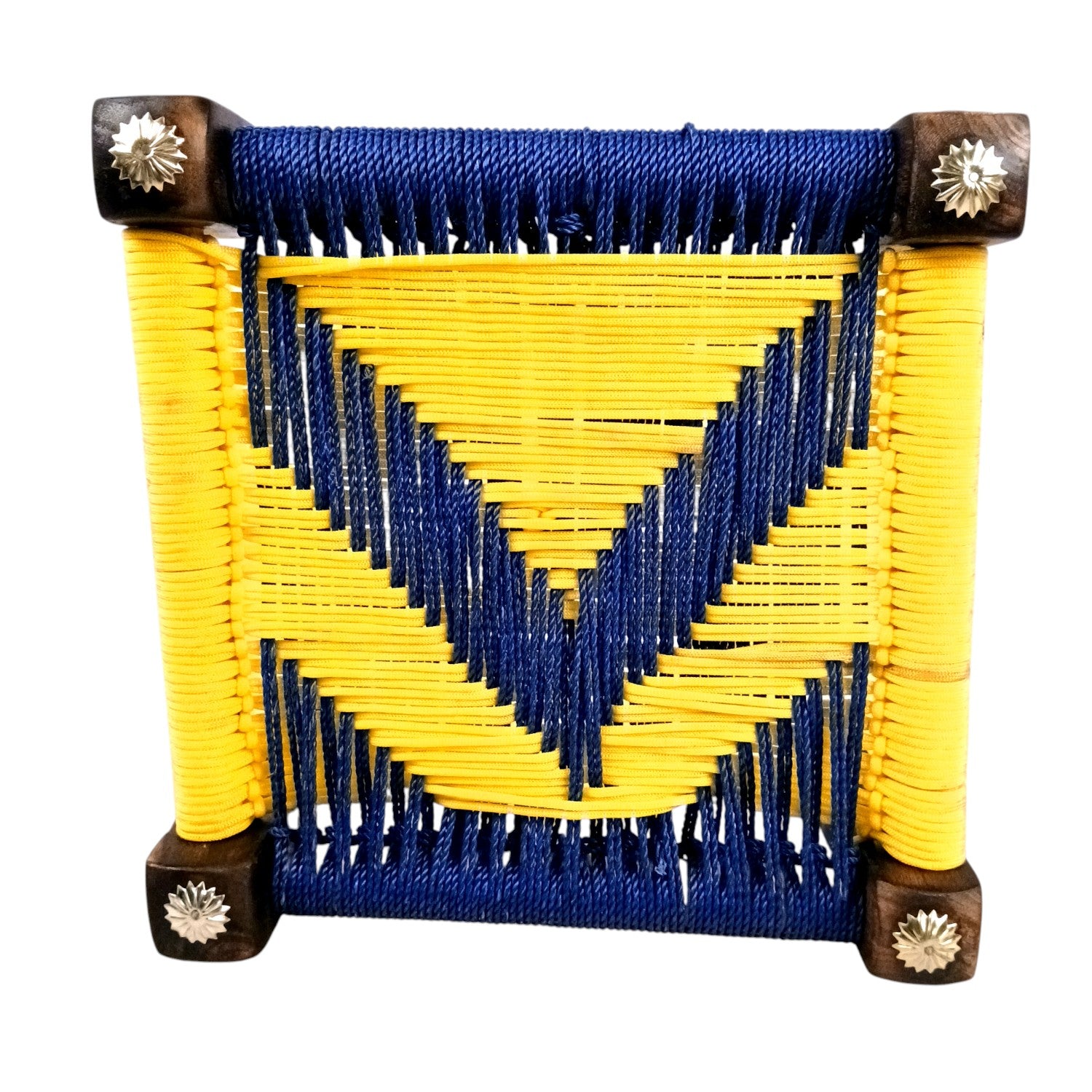 Wooden Pidha Stool | Rajasthani Handicraft Mudda Pidda Bajot | Small-Sized Khatli Charpai Chowki - 11 Inch - Apkamart #Style_Design 1