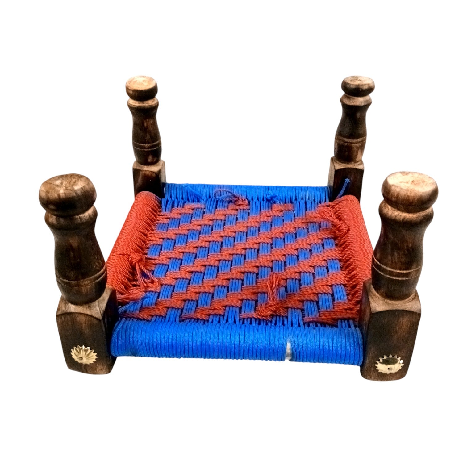 Wooden Pidha Stool | Rajasthani Handicraft Mudda Pidda Bajot | Small-Sized Khatli Charpai Chowki - 11 Inch - Apkamart #Style_Design 2