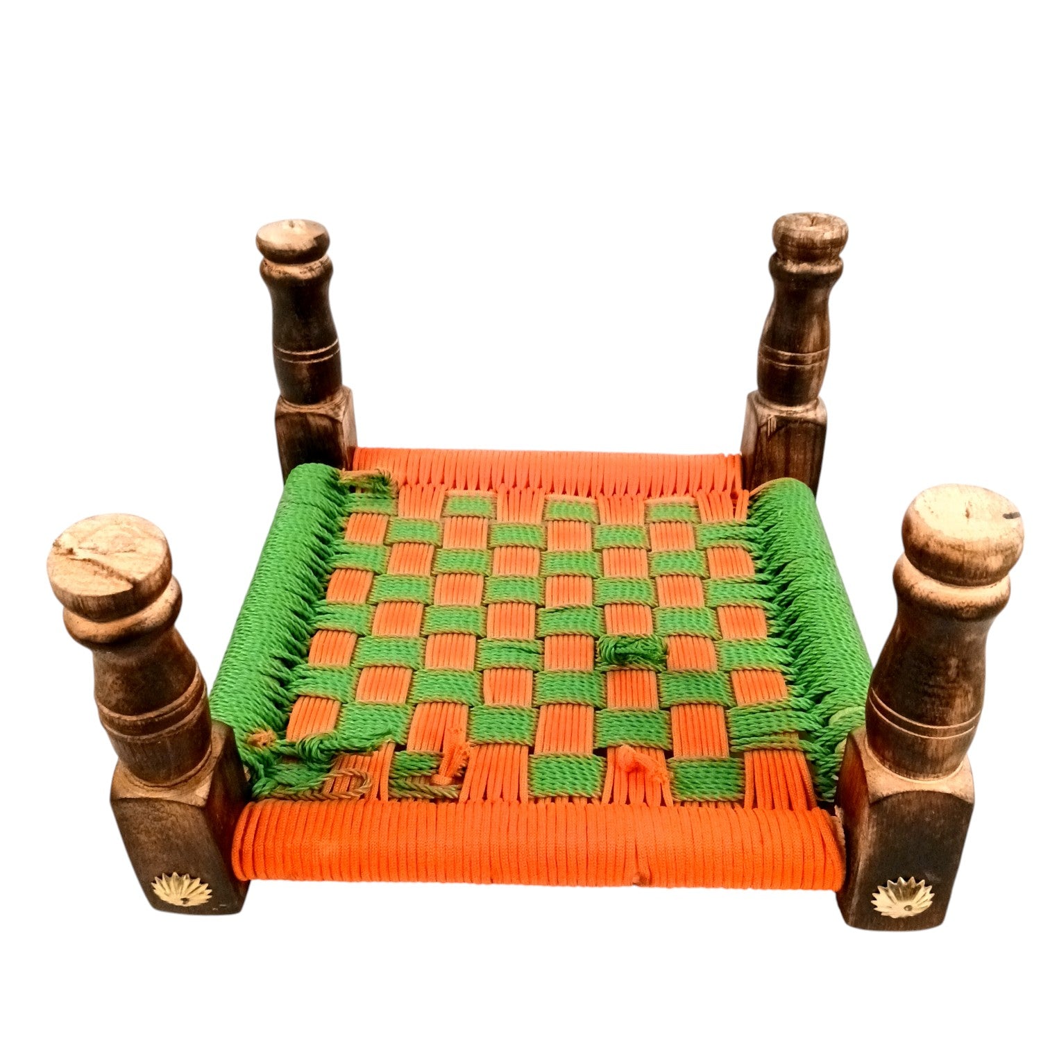 Wooden Pidha Stool | Rajasthani Handicraft Mudda Pidda Bajot | Small-Sized Khatli Charpai Chowki - 11 Inch - Apkamart #Style_Design 2