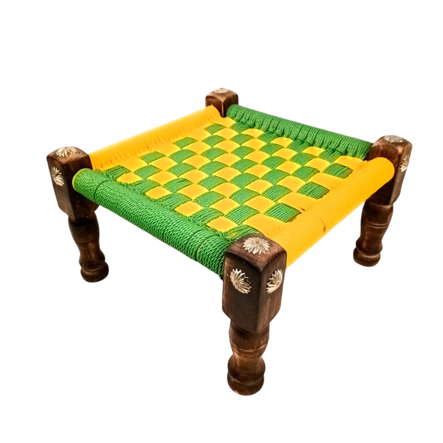 Wooden Pidha Stool | Rajasthani Handicraft Mudda Pidda Bajot | Small-Sized Khatli Charpai Chowki - 11 Inch - Apkamart #Style_Design 2
