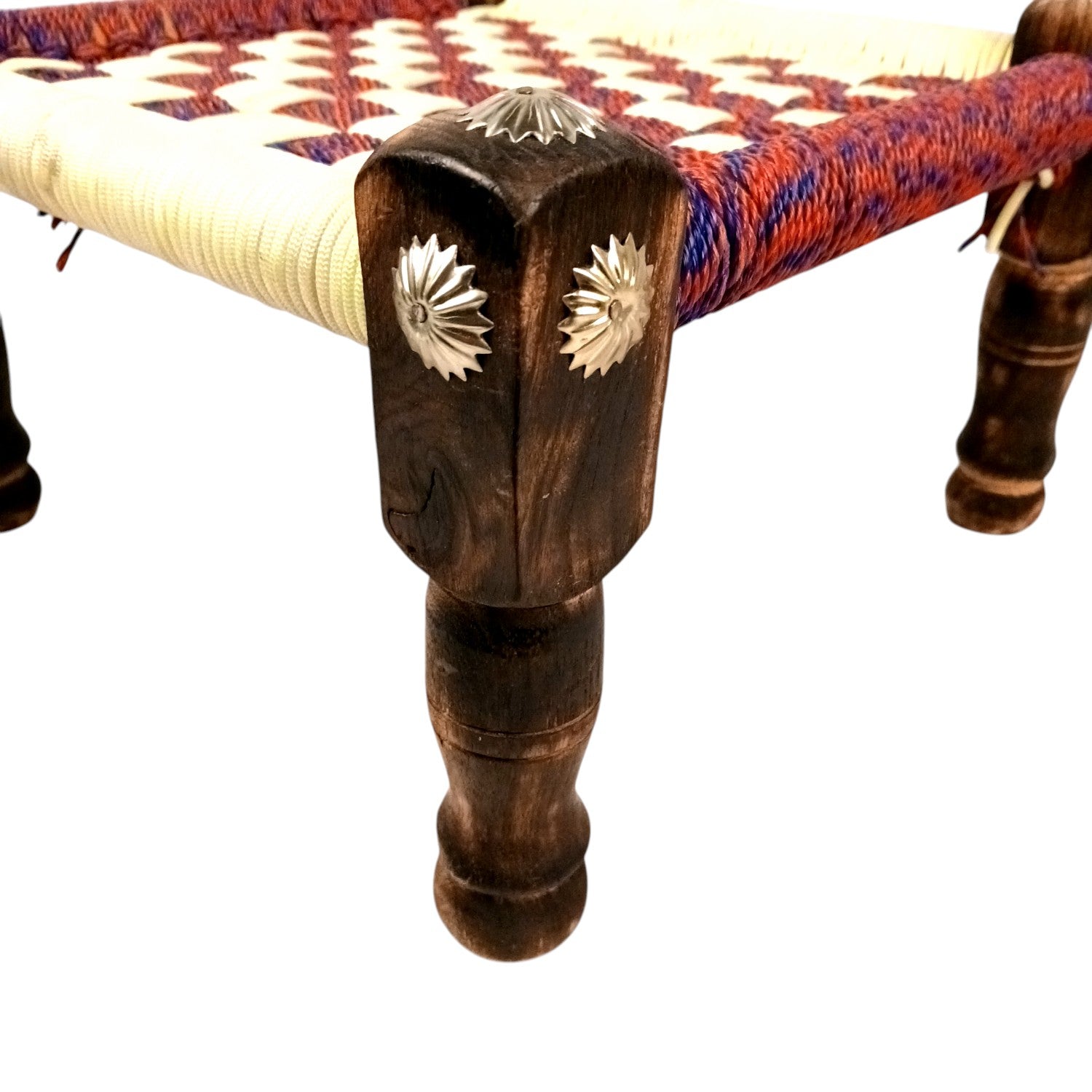 Wooden Pidha Stool | Rajasthani Handicraft Mudda Pidda Bajot | Small-Sized Khatli Charpai Chowki - 11 Inch - Apkamart #Style_Design 1