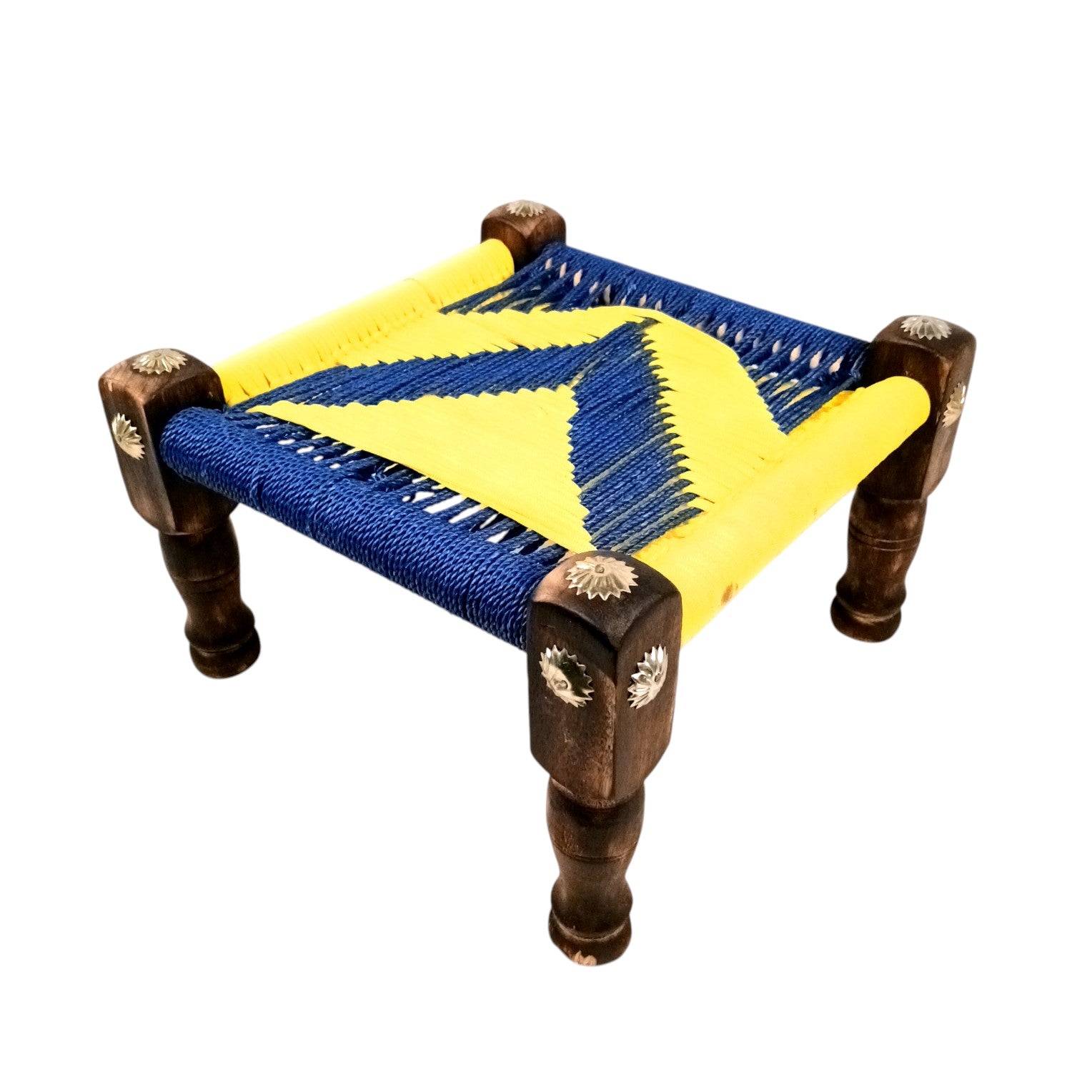 Wooden Pidha Stool | Rajasthani Handicraft Mudda Pidda Bajot | Small-Sized Khatli Charpai Chowki - 11 Inch - Apkamart #Style_Design 1
