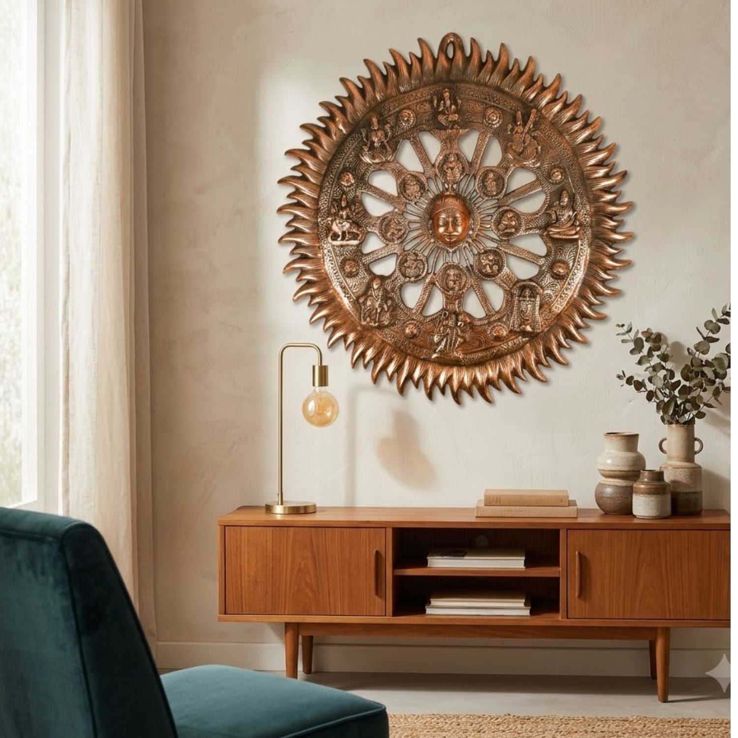 Sun Wall Hanging - Wall Decor for Living Room - 21 Inch- Apkamart
