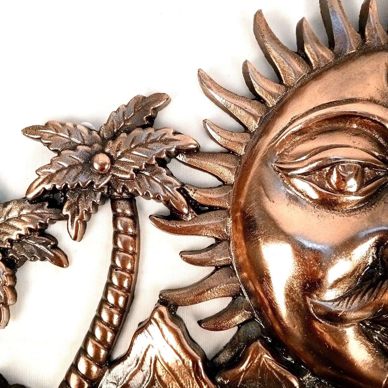 Seven / 7 Running Horse With Sun Wall Hanging - For Vastu, Feng Shui, Home, Office, Living Room Wall Decor & Gifts (Metal - Alloy, Color - Copper Shade, Size - 20 Inch) - Apkamart