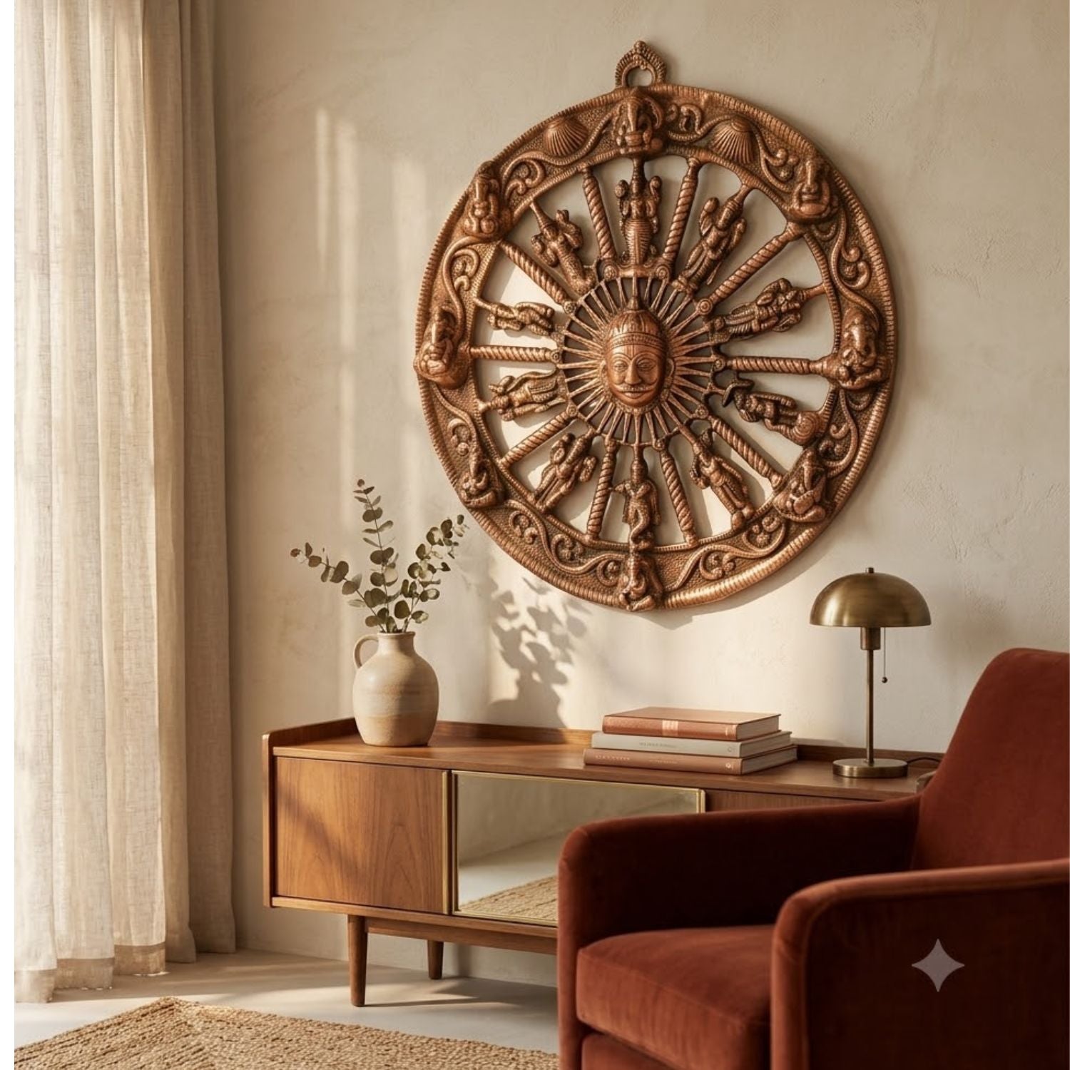 Dashavatara Sun Chakra Wall Hanging Metal — 16 Inch-Apkamart