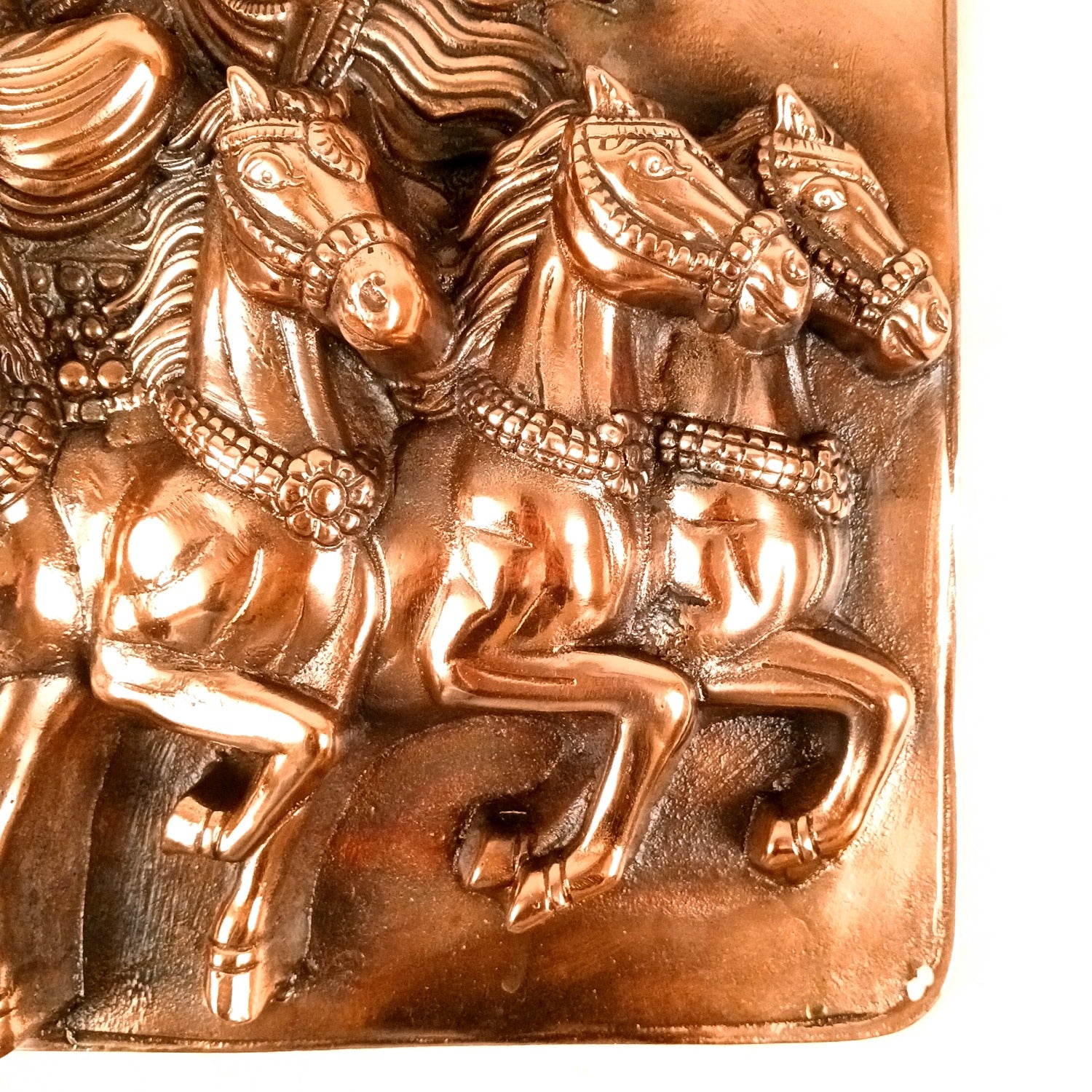 Surya Dev with Seven Running Horses Wall Hanging | Sun God Metal Wall Decor for Home, Living Room & Mandir | Vastu Auspicious Decorative Wall Art for Gifting - 20 Inch - Apkamart