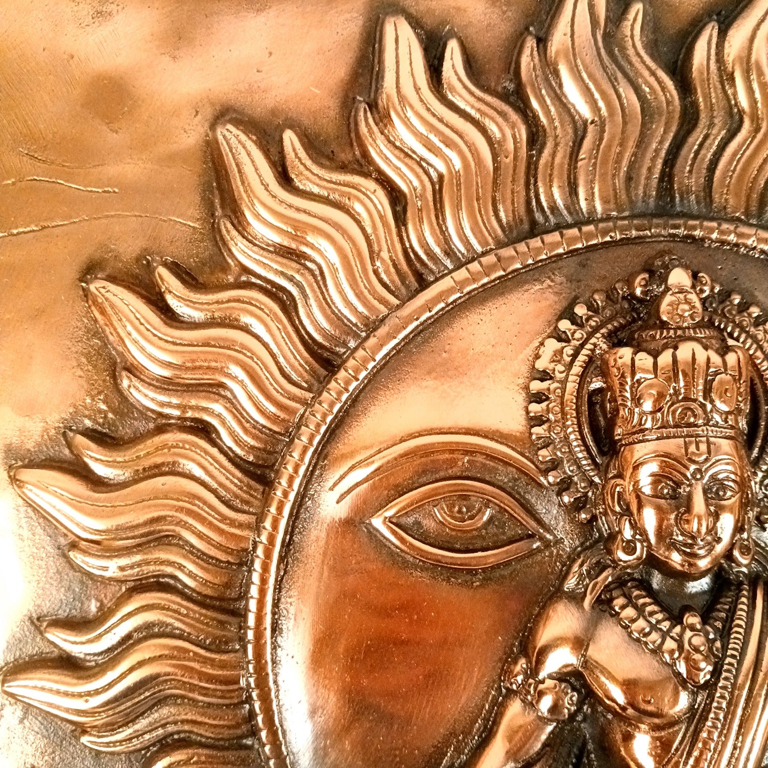 Surya Dev with Seven Running Horses Wall Hanging | Sun God Metal Wall Decor for Home, Living Room & Mandir | Vastu Auspicious Decorative Wall Art for Gifting - 20 Inch - Apkamart