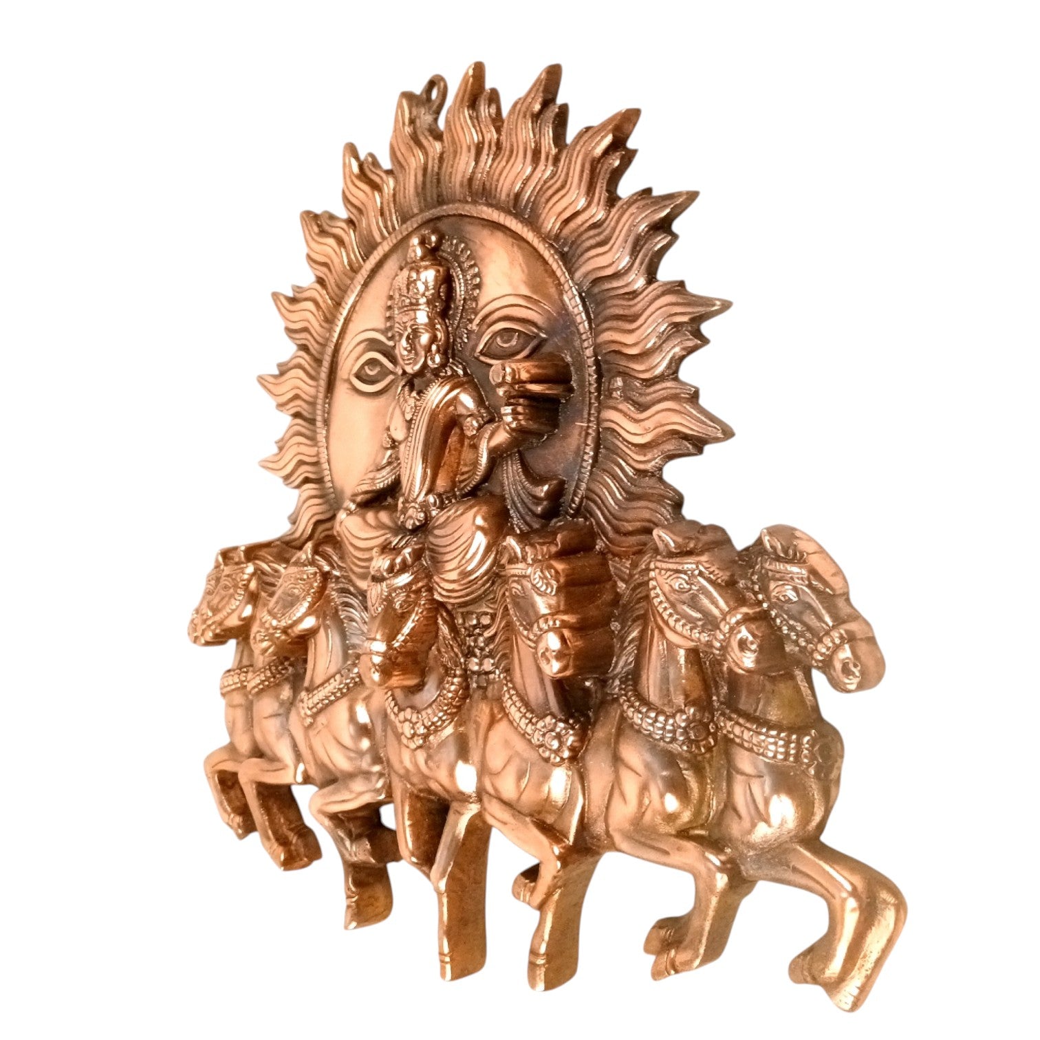 Sun with Seven Horses Metal Wall Hanging – 18 Inch - Apkamart