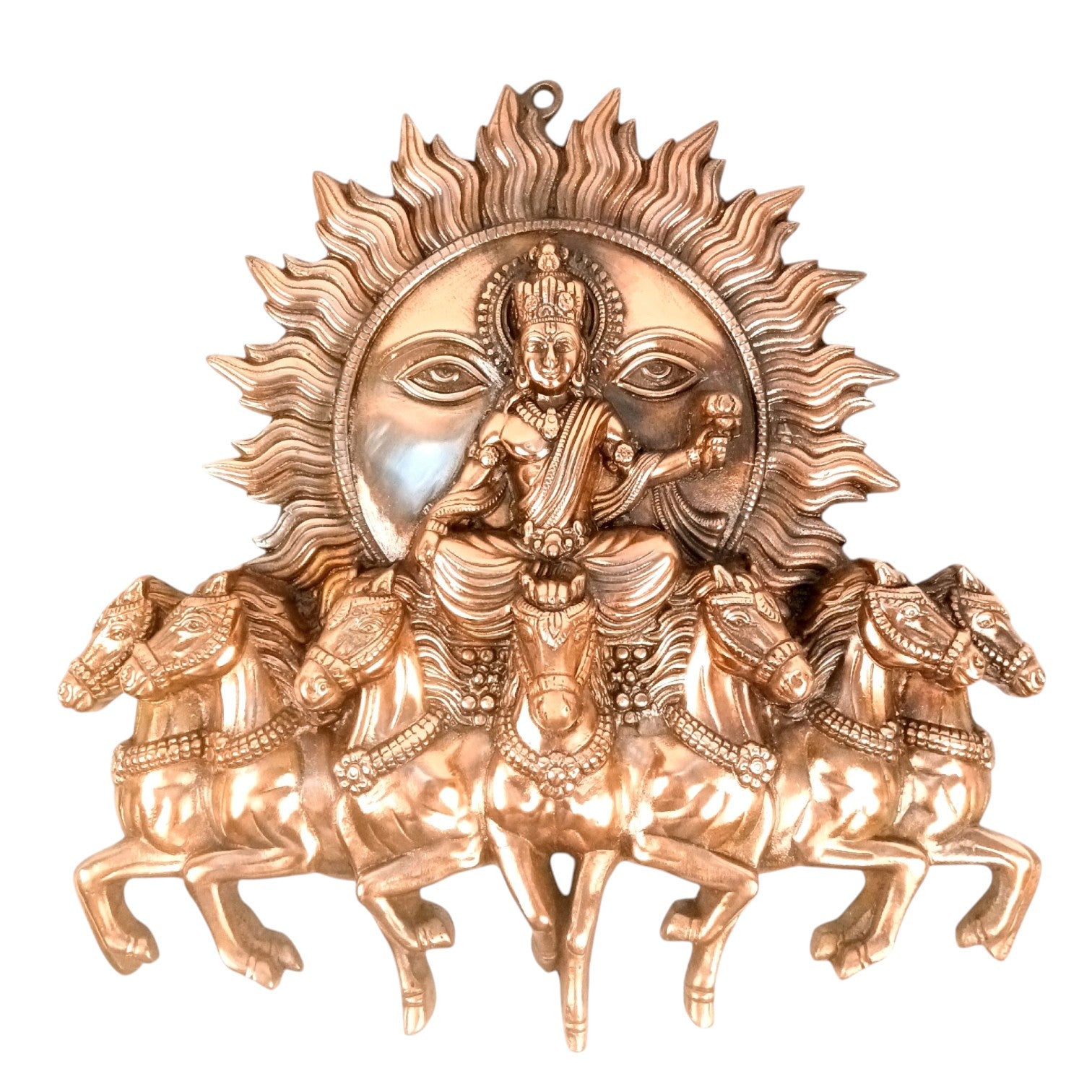 Sun with Seven Horses Metal Wall Hanging – 18 Inch - Apkamart