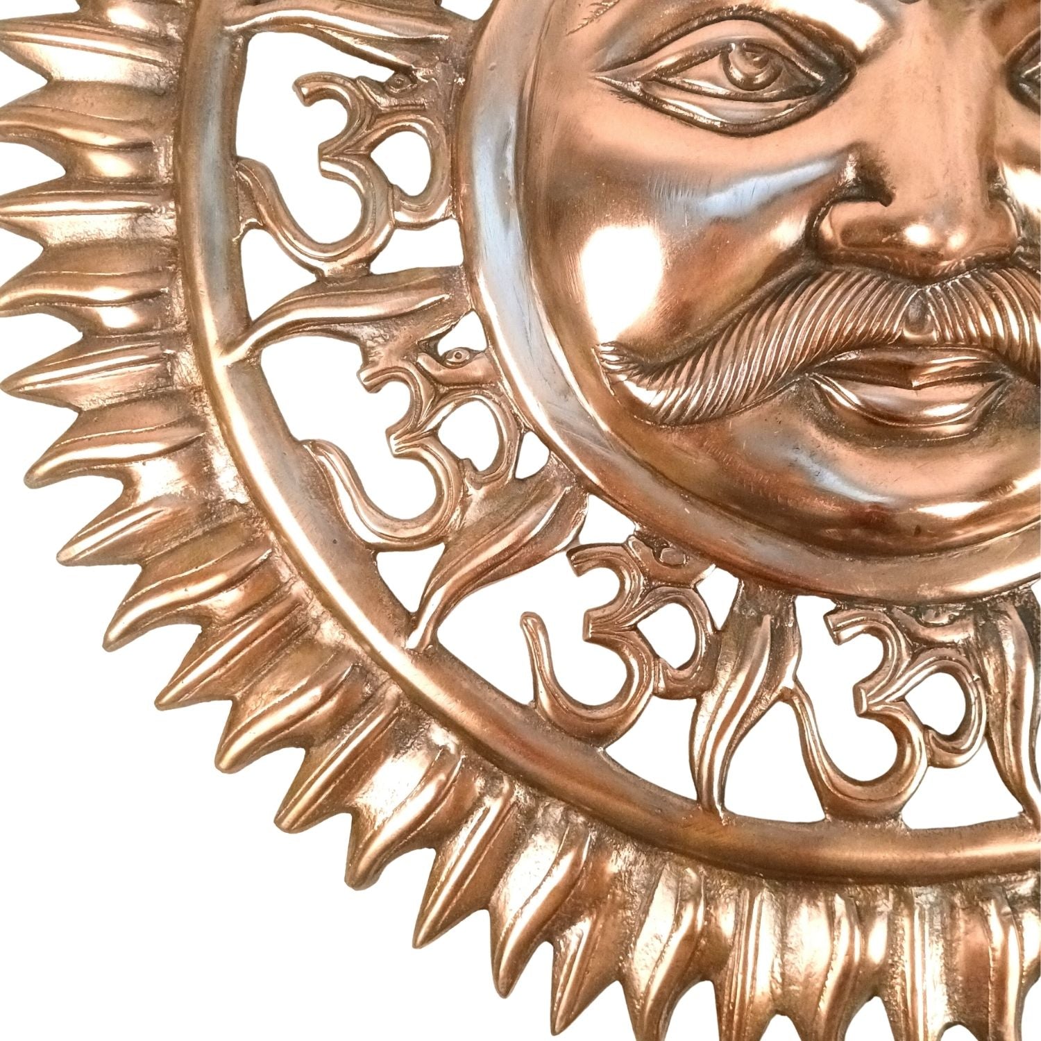 Surya Dev Wall Hanging with Om, Alloy-Copper – 22 Inch-Apkamart