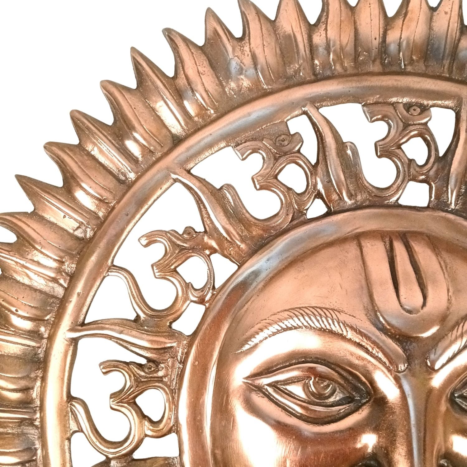 Surya Dev Wall Hanging with Om, Alloy-Copper – 22 Inch-Apkamart