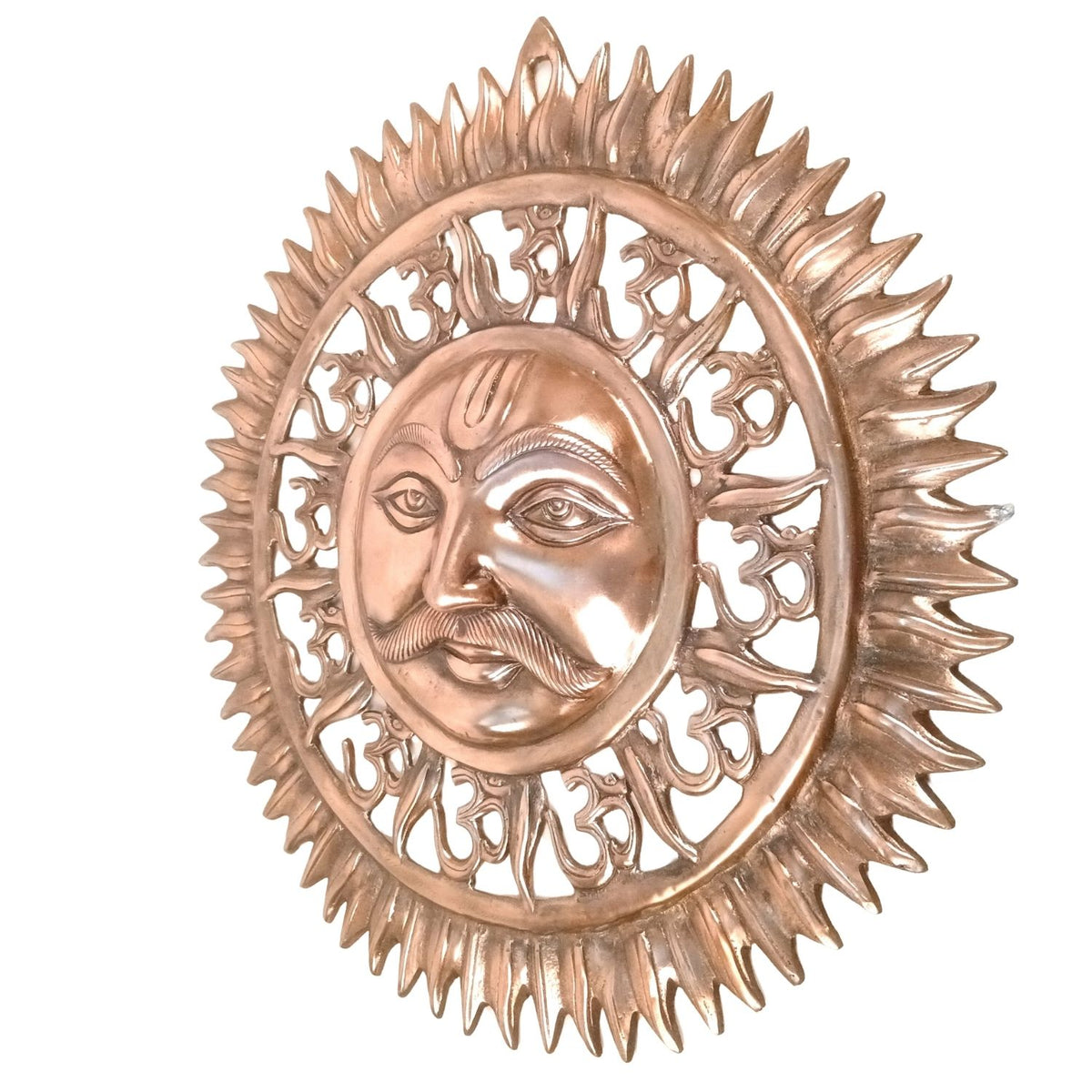 Surya Dev Wall Hanging with Om, Alloy-Copper – 22 Inch-Apkamart