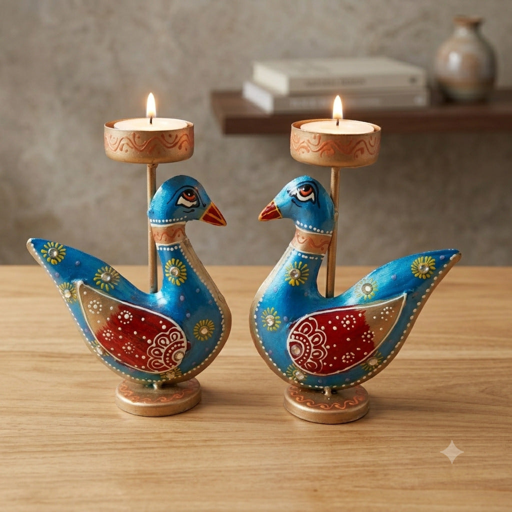 Swan Design Iron Tealight Candle Holder-Apkamart
