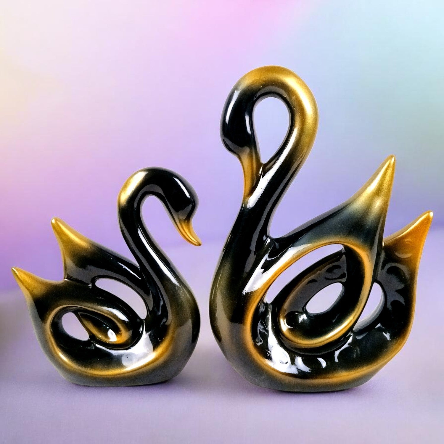 Swan Couple Showpiece Set | Hans Pair Showpiece Duck Statue for Home, Table & Office Décor | Romantic Gift for Him & Her | Wediing Anniversary Gift - (Set Of 2) - Apkamart
