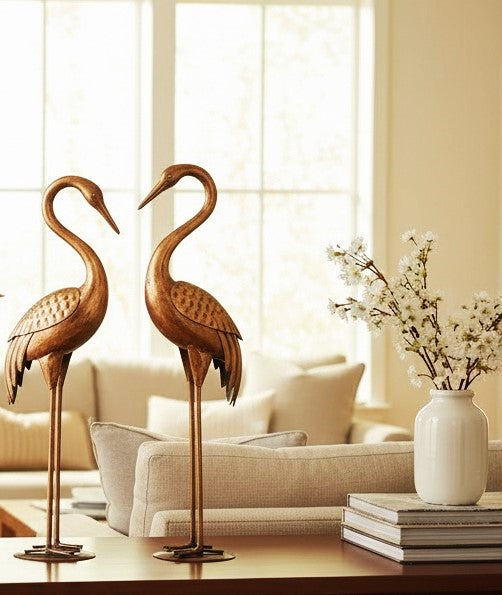 Swan Showpiece Set | Decorative Swan Statue for Home Décor | Elegant Corner Floor Showpiece for Living Room, Bedroom & Hall - 24 Inch (Set Of 2) - Apkamart