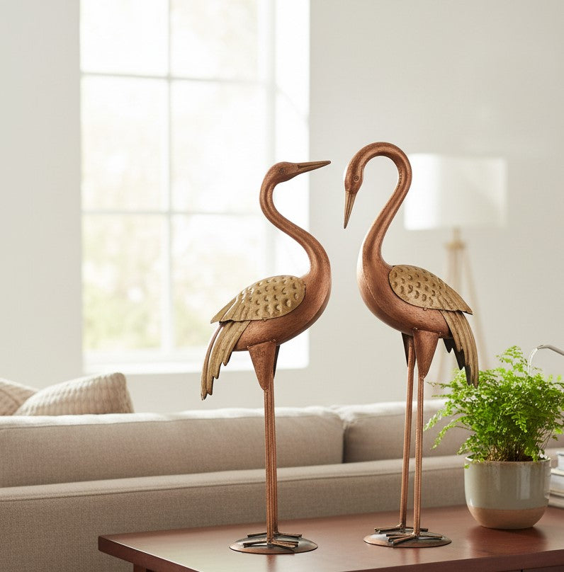 Swan Showpiece Set | Decorative Swan Statue for Home Décor | Elegant Corner Floor Showpiece for Living Room, Bedroom & Hall - 24 Inch (Set Of 2) - Apkamart