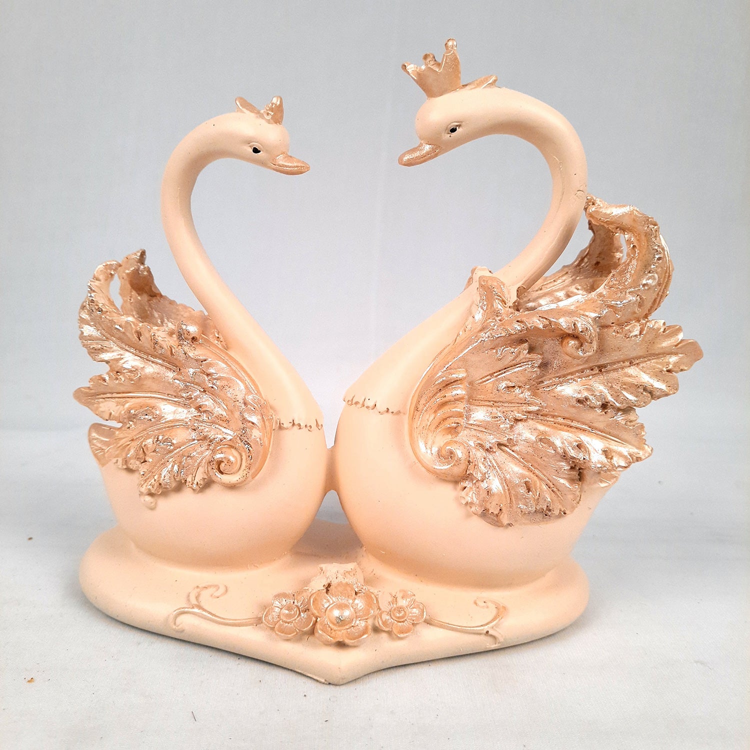 Swan Pair Showpiece | Swan Couple Statue | Kissing Duck Set - For Home, Table, Office, Desk Decor, Gift for him her - 7 inch - apkamart #Style_Design 2