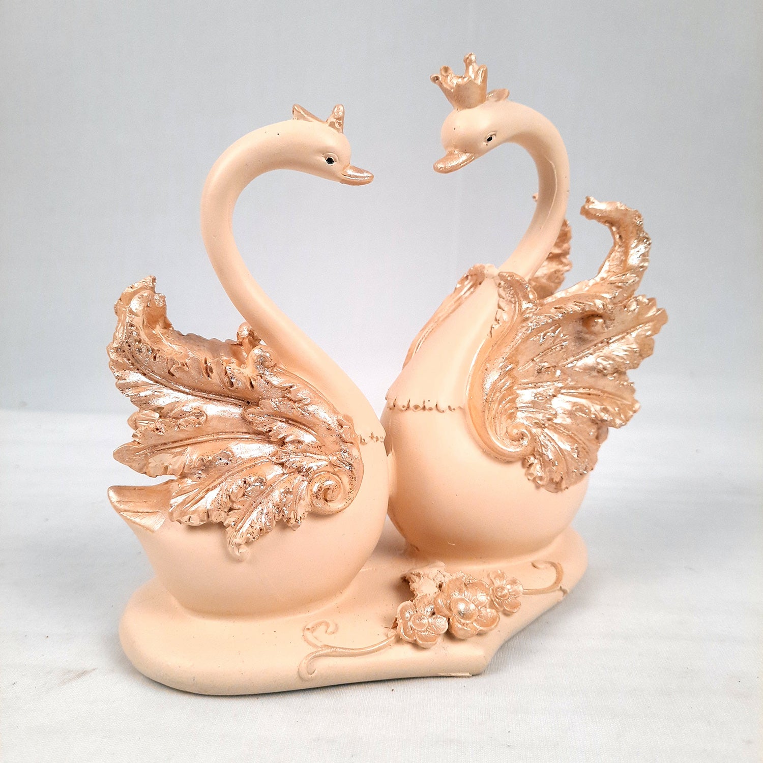 Swan Pair Showpiece | Swan Couple Statue | Kissing Duck Set - For Home, Table, Office, Desk Decor, Gift for him her - 7 inch - apkamart #Style_Design 2