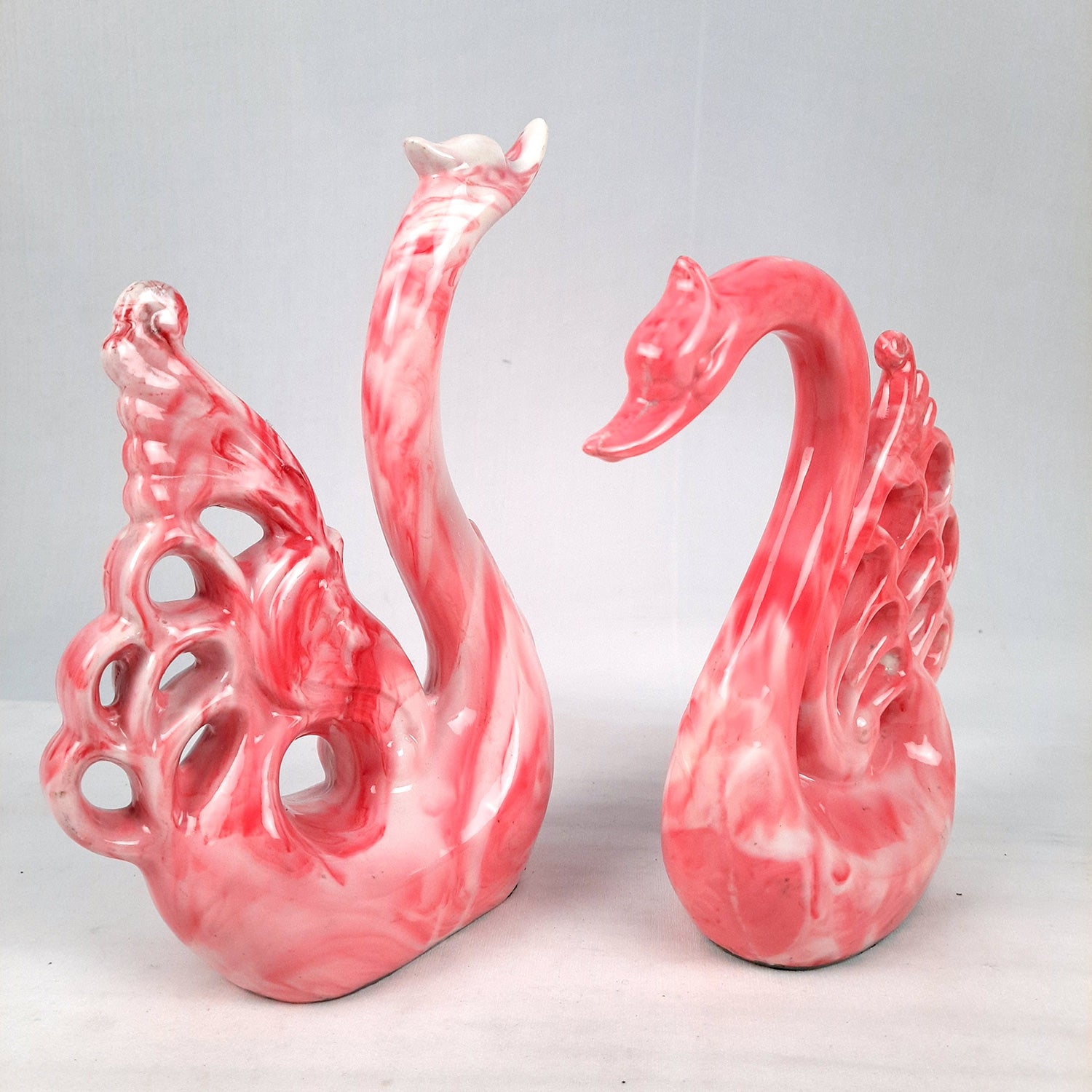 Swan Pair Showpiece | Swan Couple Statue | Kissing Duck Set - For Home, Table, Office, Desk Decor, Gift for him her - 10 inch - apkamart #Color_Pink