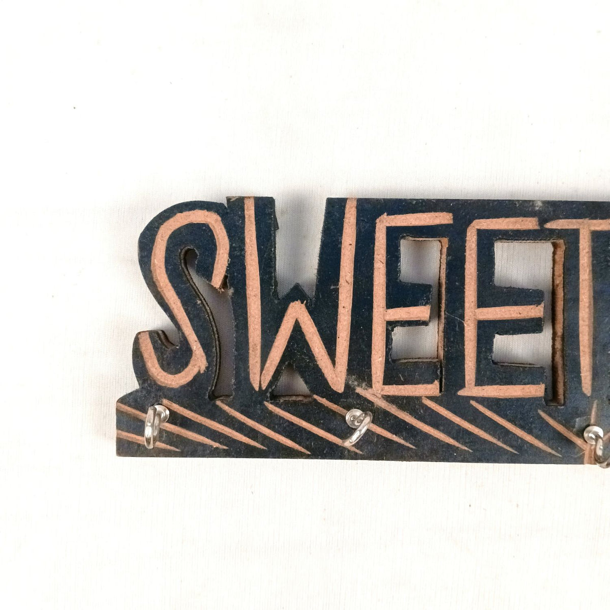 Sweet Home Wooden Key Holder ,5 Hooks Entrance Decor- 12 Inch
