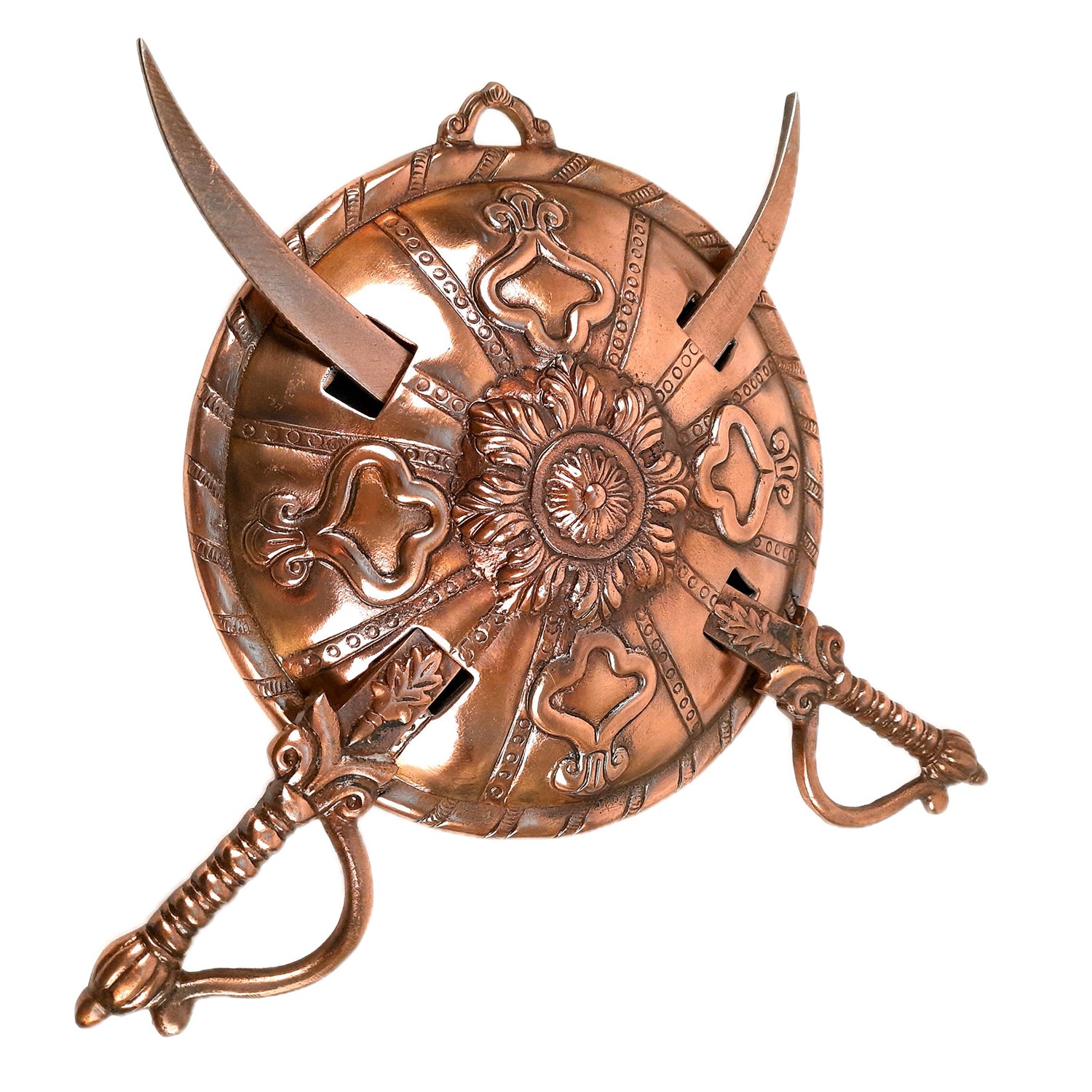 Swords & Shield Wall Hanging | Dhal Talwar Royal Hangings - For Home, Living Room, Wall Decor & Gifts - 13 Inch - apkamart