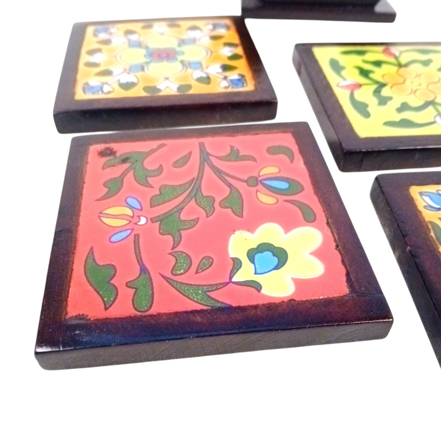 Tea Coaster Set With Ceramic Tile – 3 Inch (4 Coasters) - Apkamart
