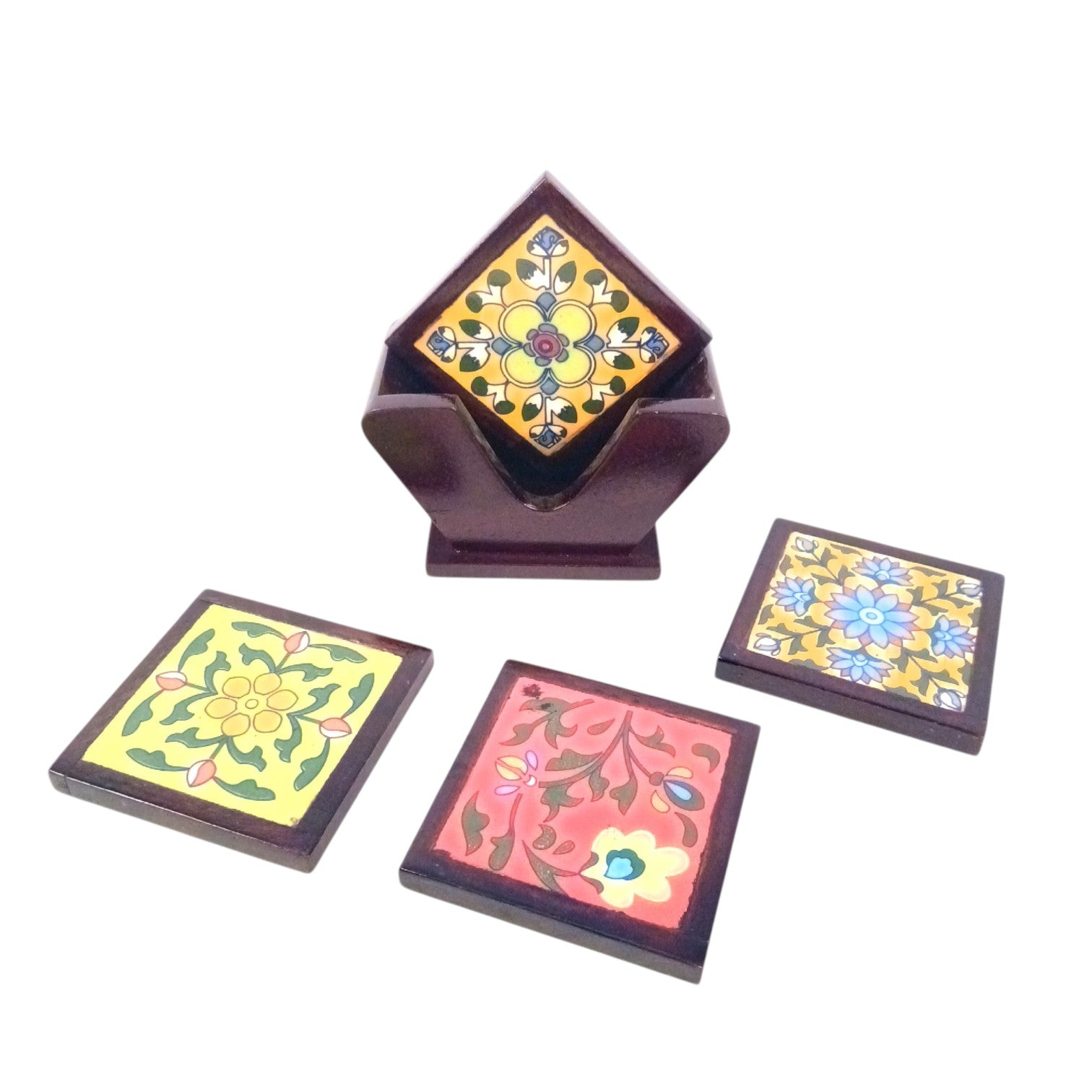 Tea Coaster Set With Ceramic Tile – 3 Inch (4 Coasters) - Apkamart