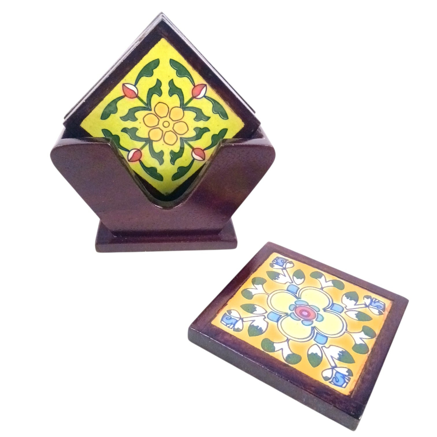 Tea Coaster Set With Ceramic Tile – 3 Inch (4 Coasters) - Apkamart