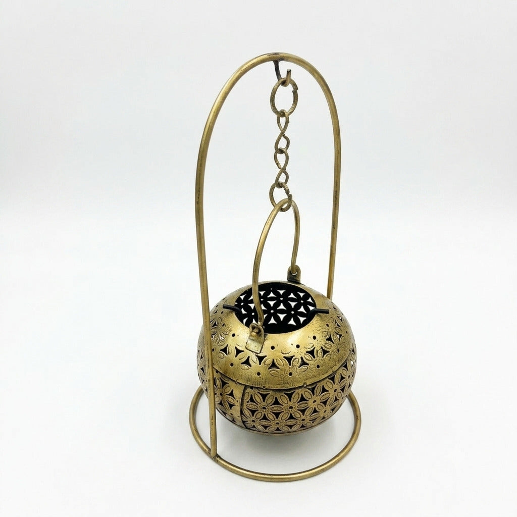 Tea Light Holder with Stand | Iron Hanging Lantern Candle Holder | Decorative Tealight Stand - 7 Inch