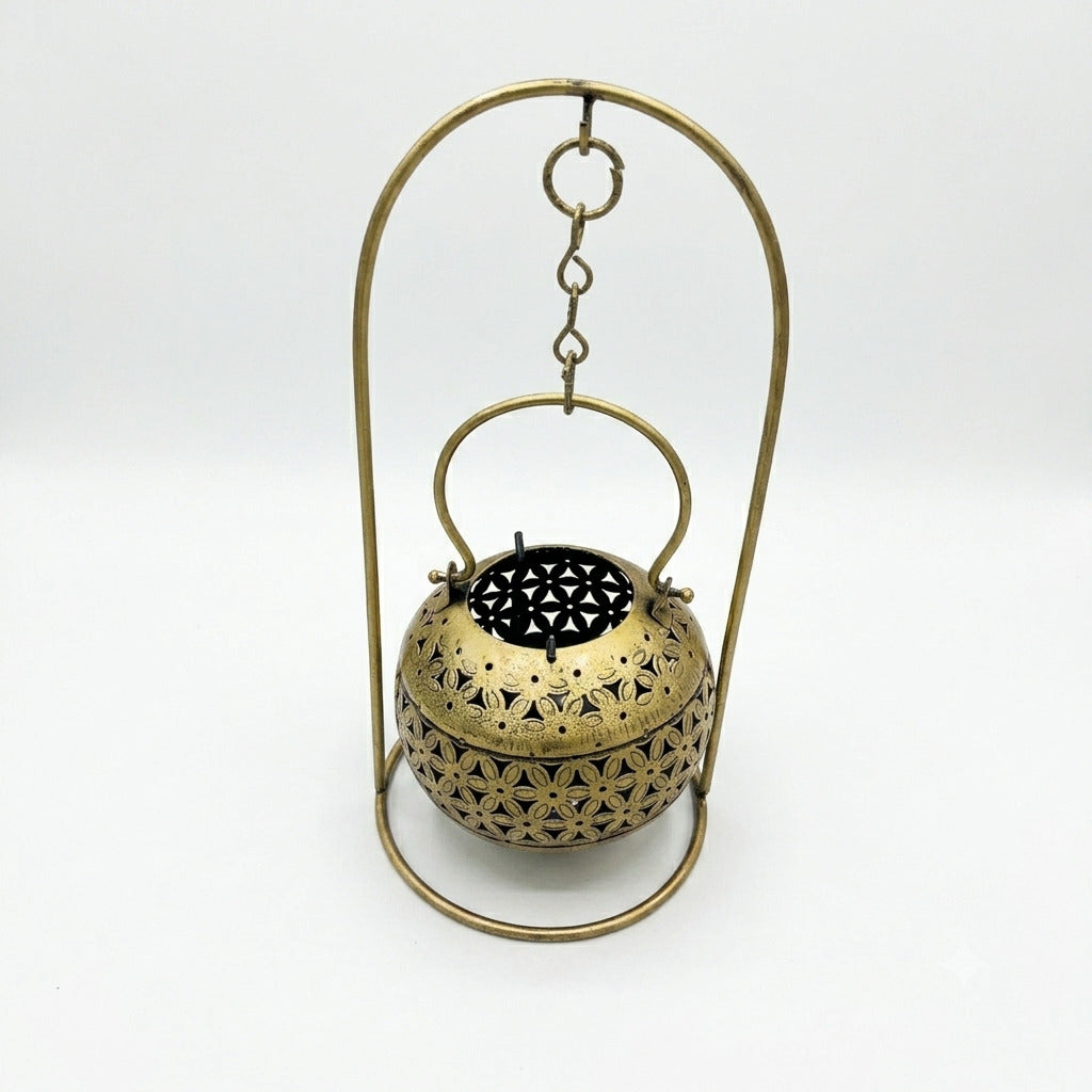 Tea Light Holder with Stand | Iron Hanging Lantern Candle Holder | Decorative Tealight Stand - 7 Inch