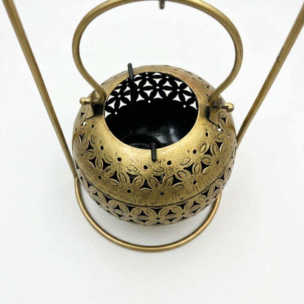 Tea Light Holder with Stand | Iron Hanging Lantern Candle Holder | Decorative Tealight Stand - 7 Inch