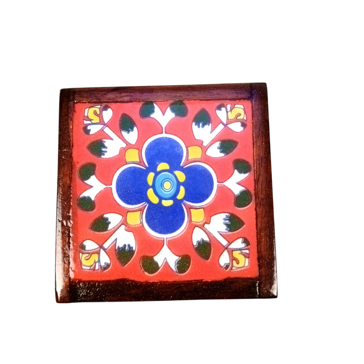 Wooden Tea Coaster Set | Handcrafted Tile Coasters for Tea, Coffee & Drinks | Wooden Table Coasters for Dining, Office & Home Decor - 4 Inch - Apkamart
