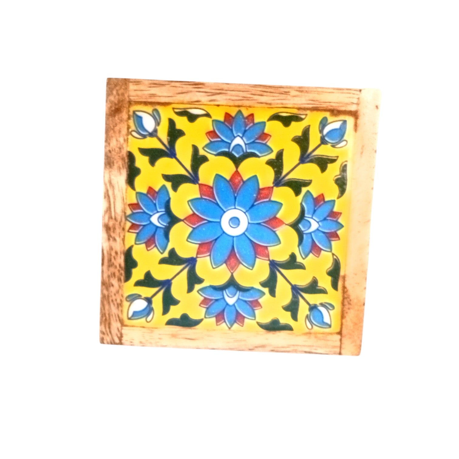 Wooden Tea Coaster Set | Handcrafted Tile Coasters for Tea, Coffee & Drinks | Wooden Table Coasters for Dining, Office, Kitchen & Home Decor - 4 Inch - Apkamart