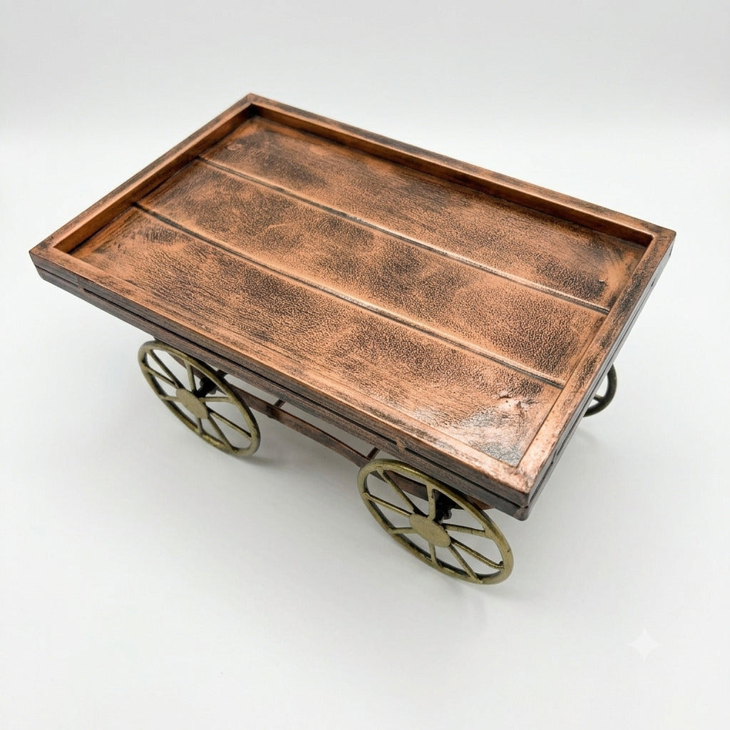 Thela Tray | Unique Serving Tray with Tyres for Snacks, Dry Fruits & Decor | Decorative Handcart Style Tray for Dining, Kitchen, Living Room & Gifting - 12 Inch - Apkamart #design_Design 1