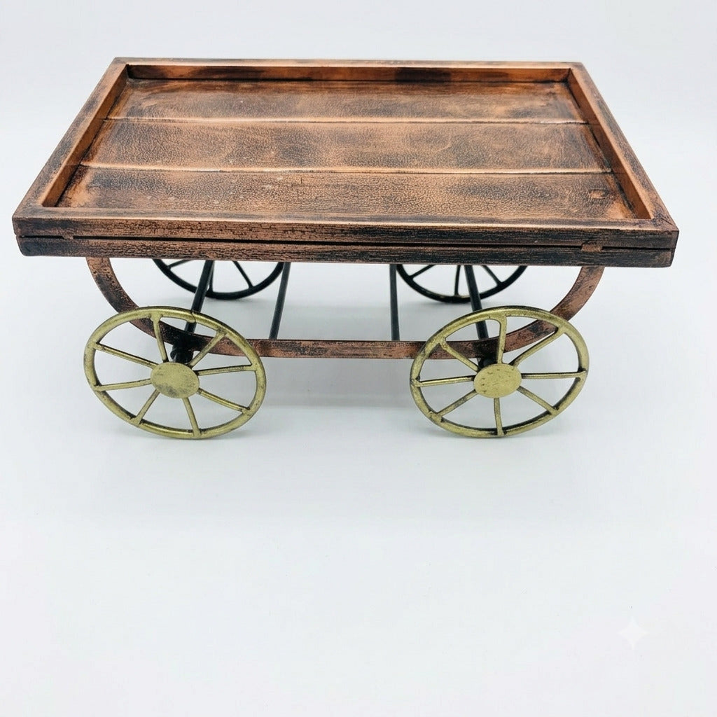 Thela Tray | Unique Serving Tray with Tyres for Snacks, Dry Fruits & Decor | Decorative Handcart Style Tray for Dining, Kitchen, Living Room & Gifting - 12 Inch - Apkamart #design_Design 1