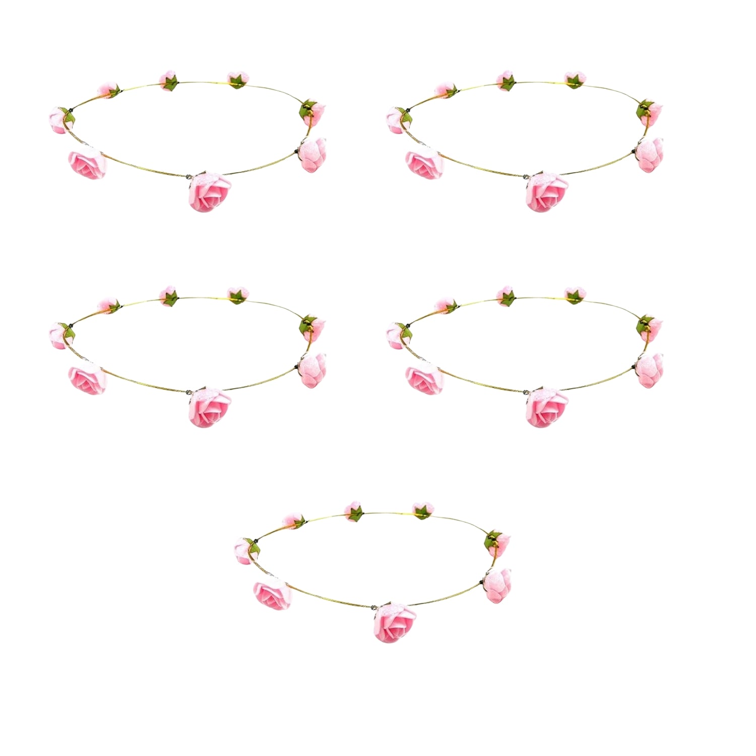 Floral Tiara Crown | Flower Crown Headband for Women and Girls | Adjustable Artificial Flower Hair Crown for Wedding Party Festival Birthday Bridal Photoshoot - Apkamart #Style_Pack Of 5