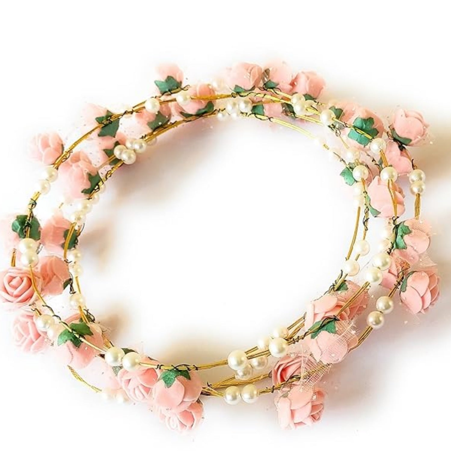 Floral Tiara Crown | Flower Crown Headband for Women and Girls | Adjustable Artificial Flower Hair Crown for Wedding Party Festival Birthday Bridal Photoshoot