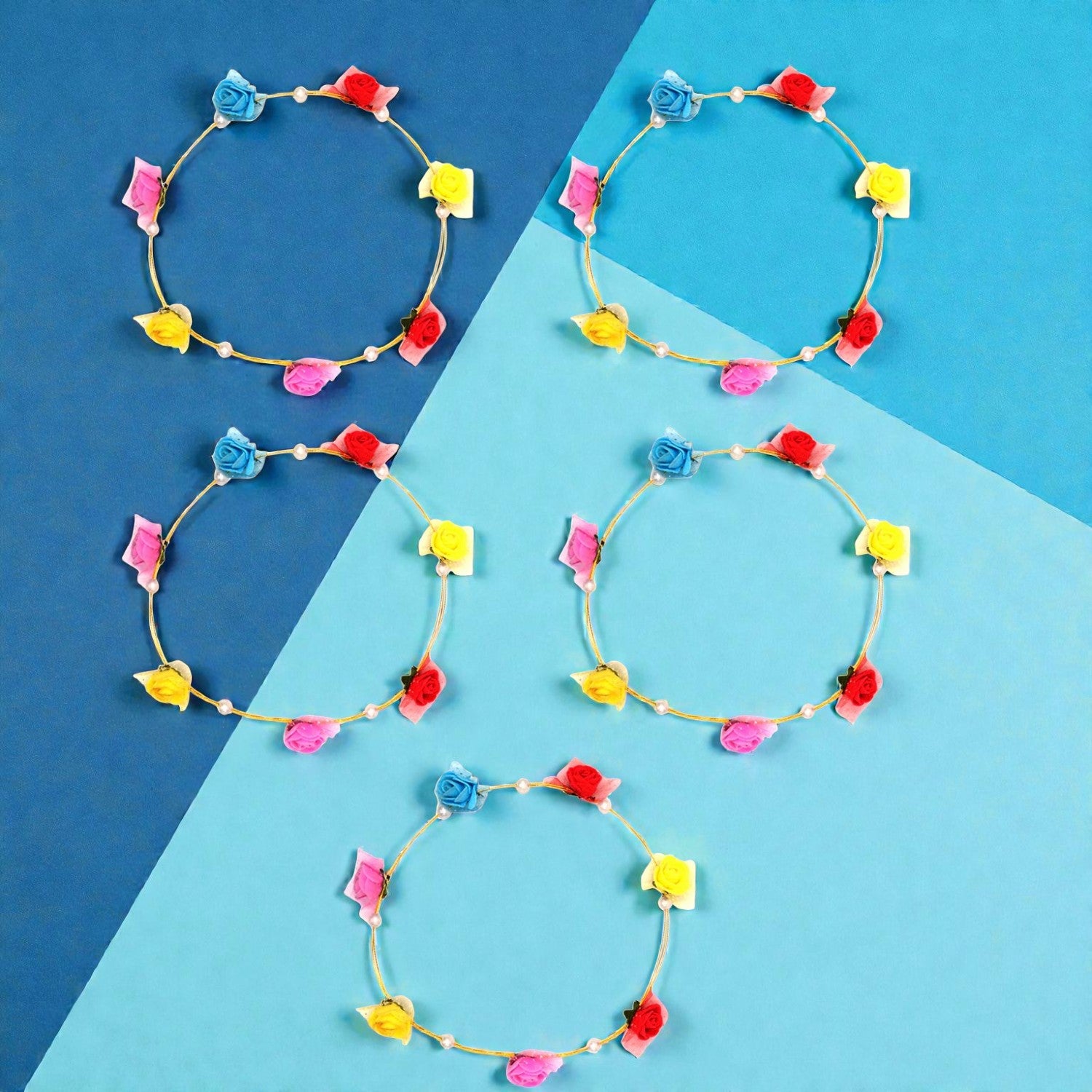 Floral Crown | Flower Crown Headband for Women and Girls | Artificial Flower Crown for Wedding Party Festival Birthday Bridal Photoshoot - Apkamart #Style_Pack Of 5