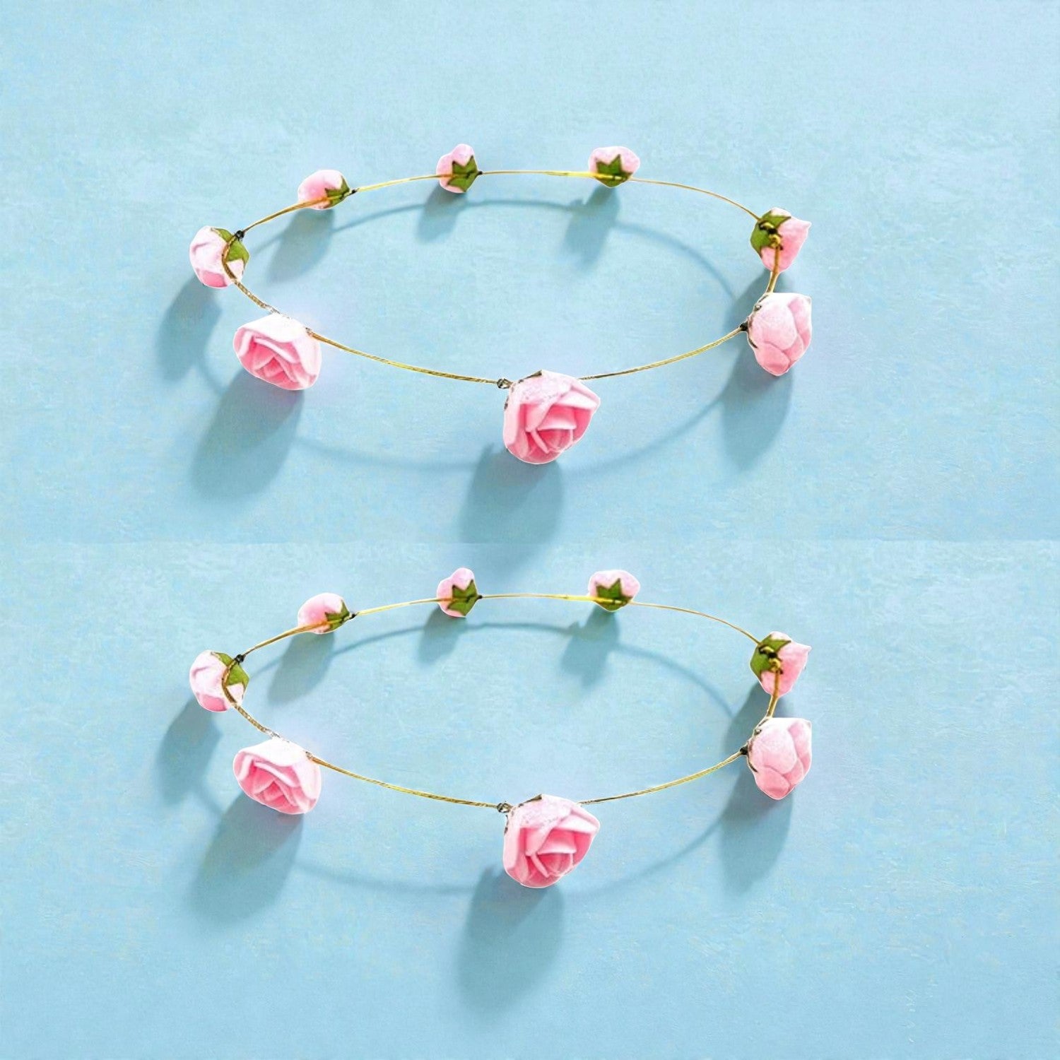 Floral Tiara Crown | Flower Crown Headband for Women and Girls | Adjustable Artificial Flower Hair Crown for Wedding Party Festival Birthday Bridal Photoshoot - Apkamart #Style_Pack Of 2