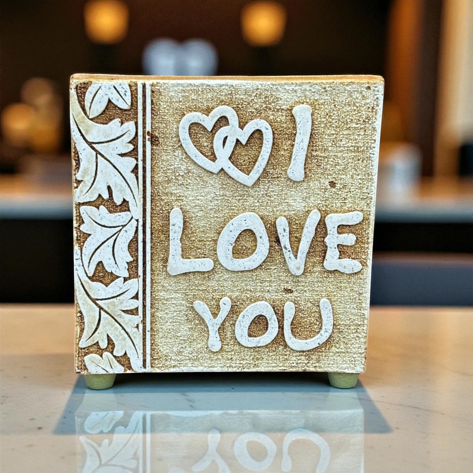 Tile with Stand & Love Message | Romantic Valentine Gift for Her & Him | Anniversary Showpiece with Quote | Decorative Table Gift for Couples & Home Decor - 4 Inch - Apkamart #Style_Design 3