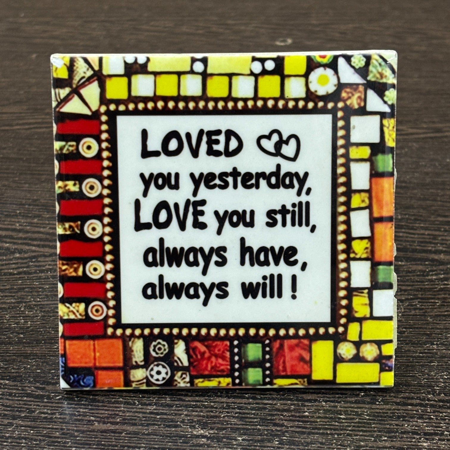 Tile with Stand & Love Message | Romantic Valentine Gift for Her & Him | Anniversary Showpiece with Quote | Decorative Table Gift for Couples & Home Decor - 4 Inch - Apkamart #Style_Design 1
