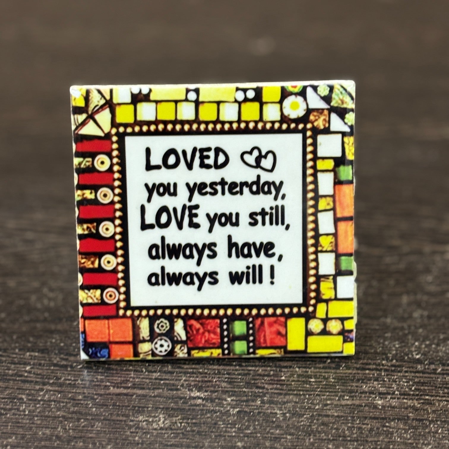 Tile with Stand & Love Message | Romantic Valentine Gift for Her & Him | Anniversary Showpiece with Quote | Decorative Table Gift for Couples & Home Decor - 4 Inch - Apkamart #Style_Design 1