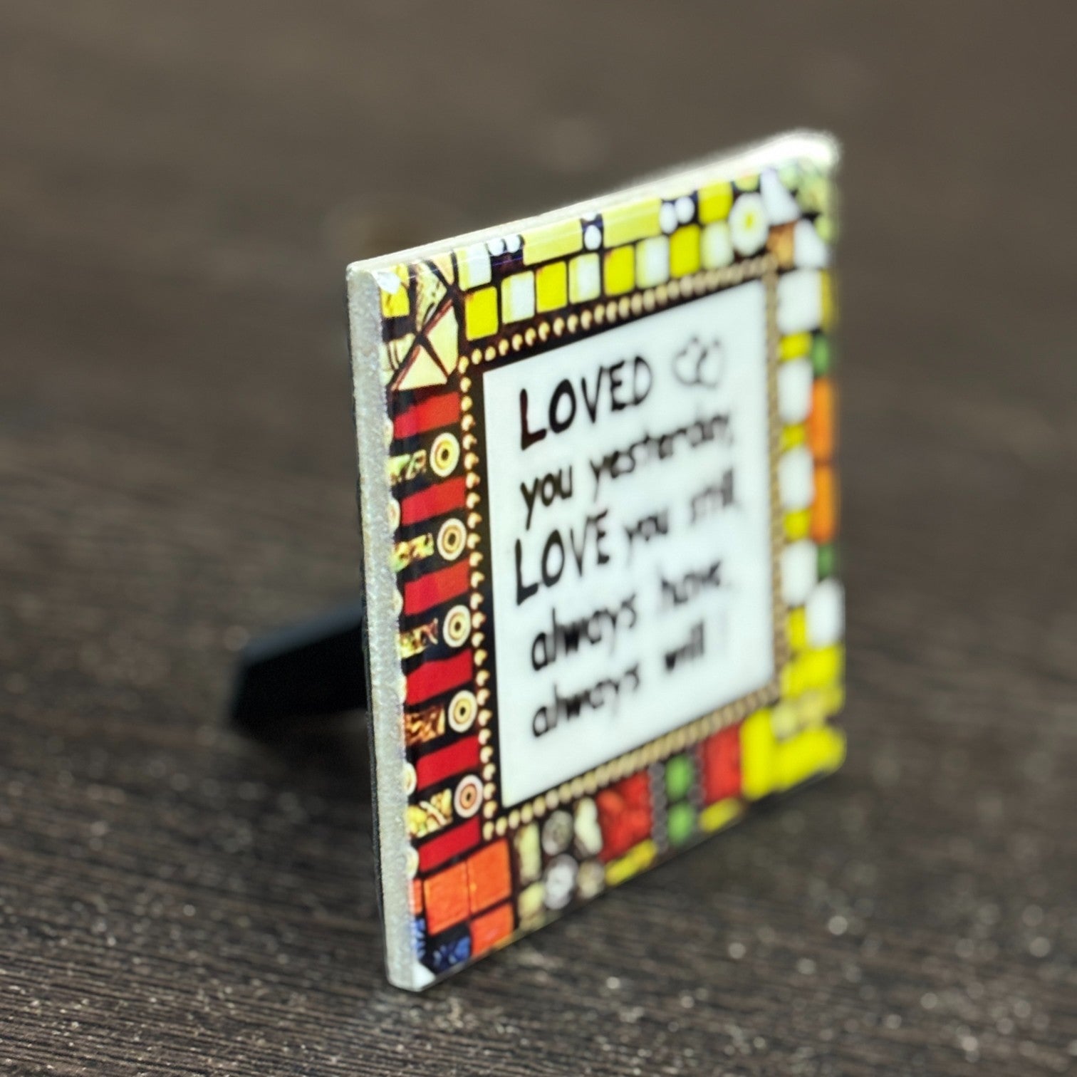 Tile with Stand & Love Message | Romantic Valentine Gift for Her & Him | Anniversary Showpiece with Quote | Decorative Table Gift for Couples & Home Decor - 4 Inch - Apkamart #Style_Design 1